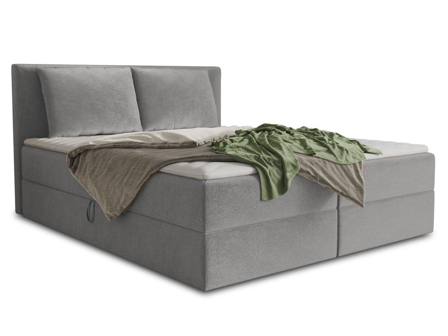 Sofnet Boxbett Egro (mit zwei Bettkästen, Bonell-Matratze und Topper), Doppelbett, Polsterbett mit Kopfteil und Kissen, Boxspringbett