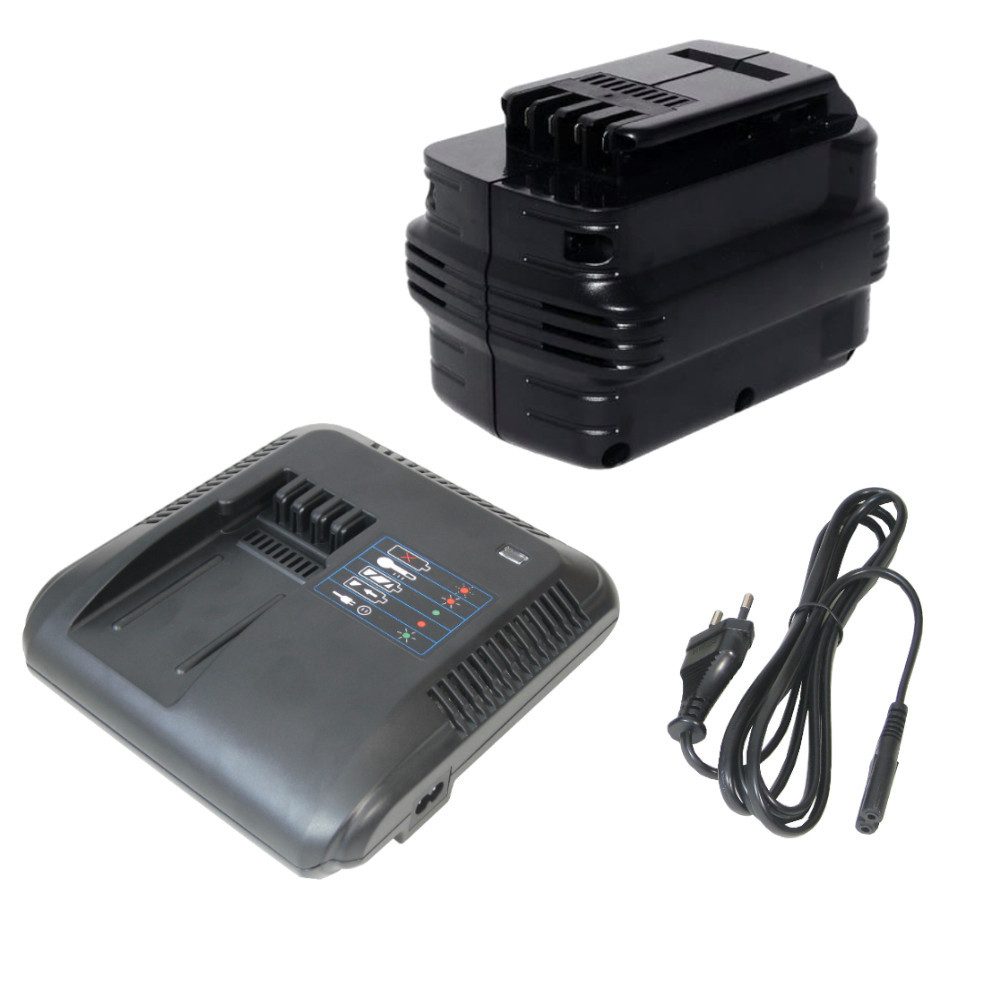 Trade-Shop 2in1 Set passend für Dewalt DW004K2C DW004K2H DW005 - Ladegerät + Akku Ni-MH 3000 mAh (24 V)