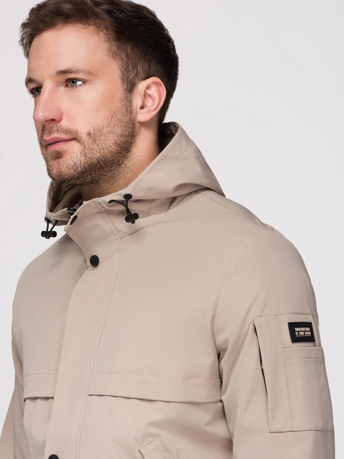 OMBRE Allwetterjacke Herren Allwetterjacke wasserdicht mit Kapuze Beige L (kein Set, 1-St)