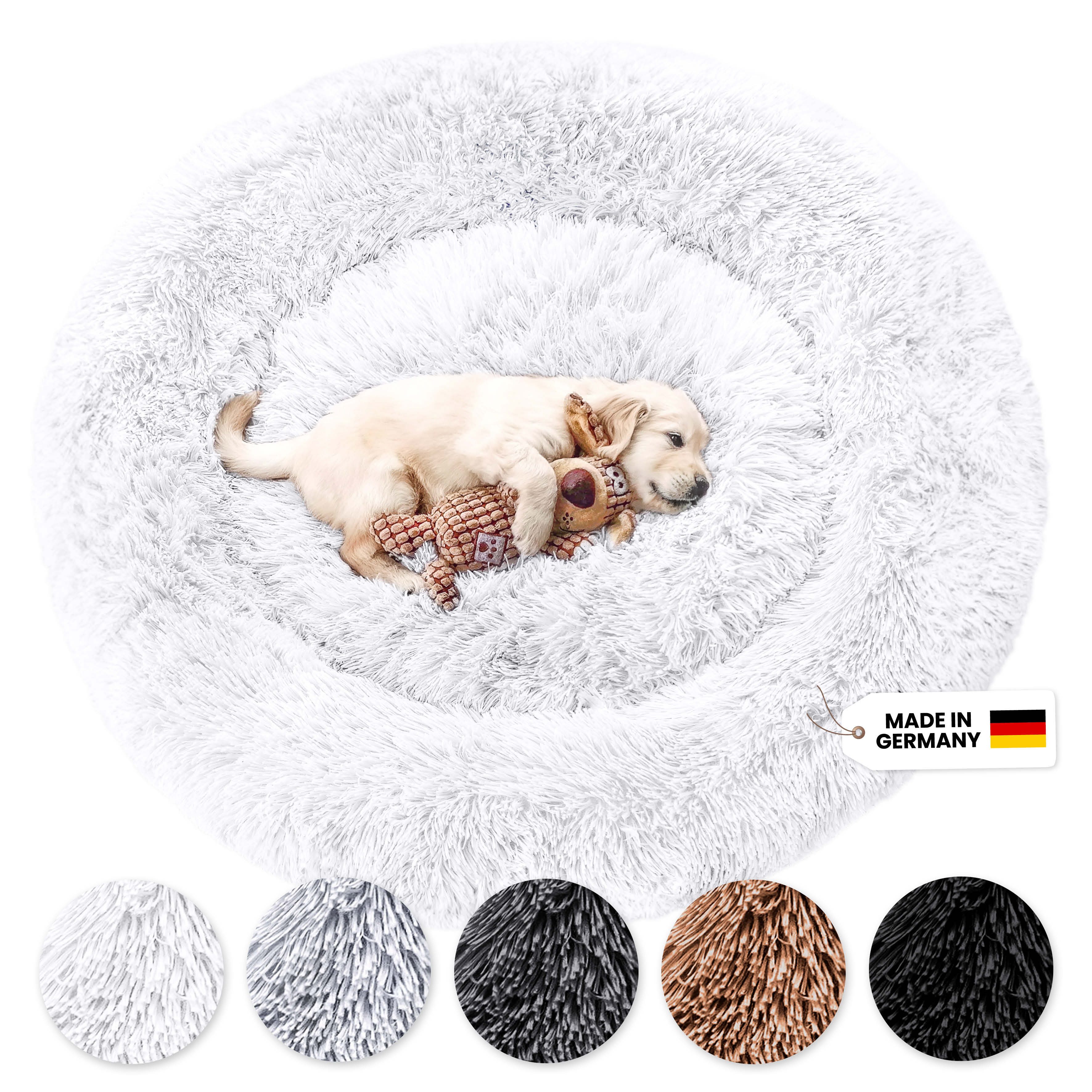 Wahre Tierliebe Tierbett - Flauschiges Hundebett Fluffy Plus, Deutschlands Original, 100% Polyester, Made in Germany, Verschiedene Größen und Farben, waschbarer Bezug