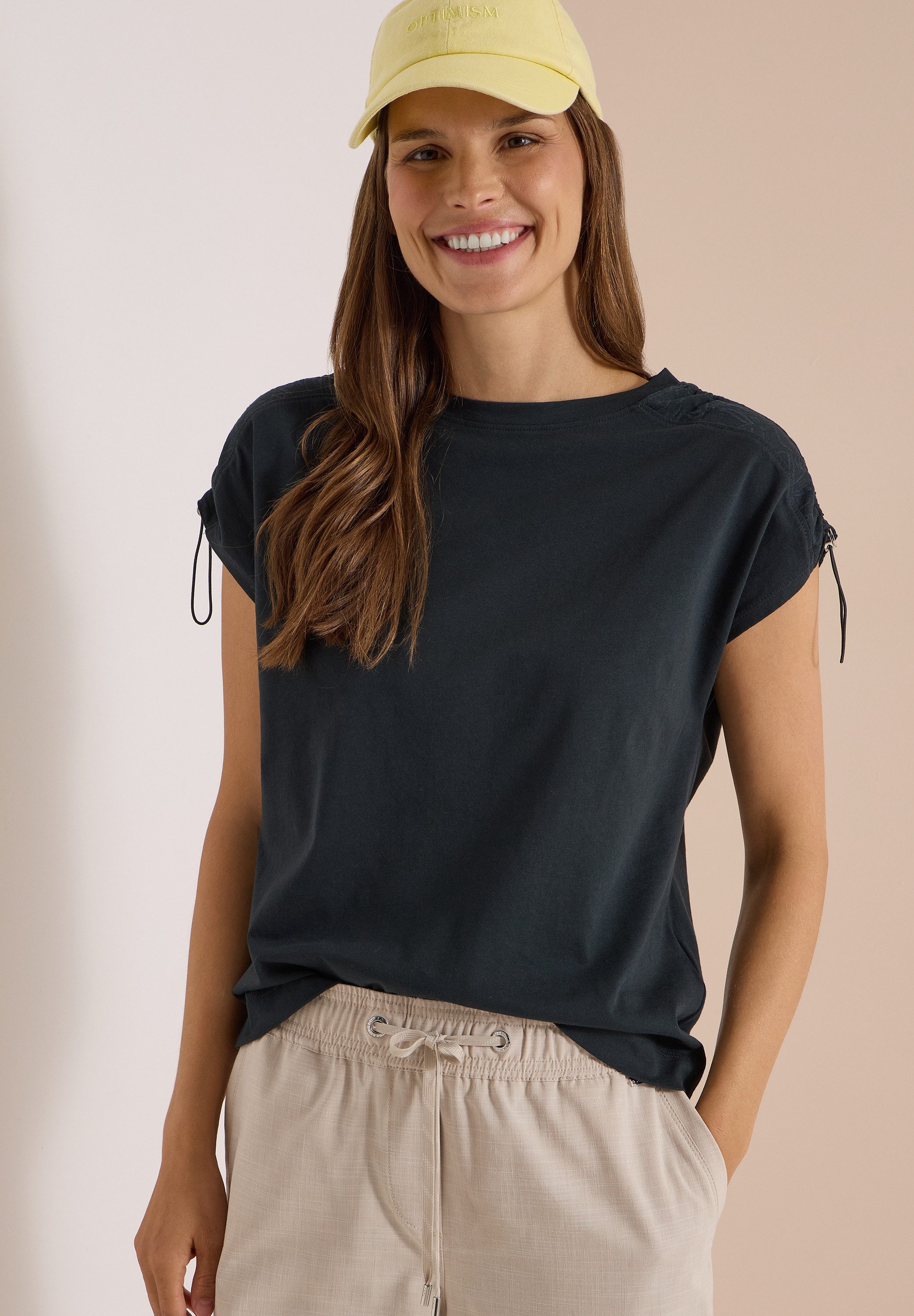 CECIL T-Shirt mit gerafften Ärmeln