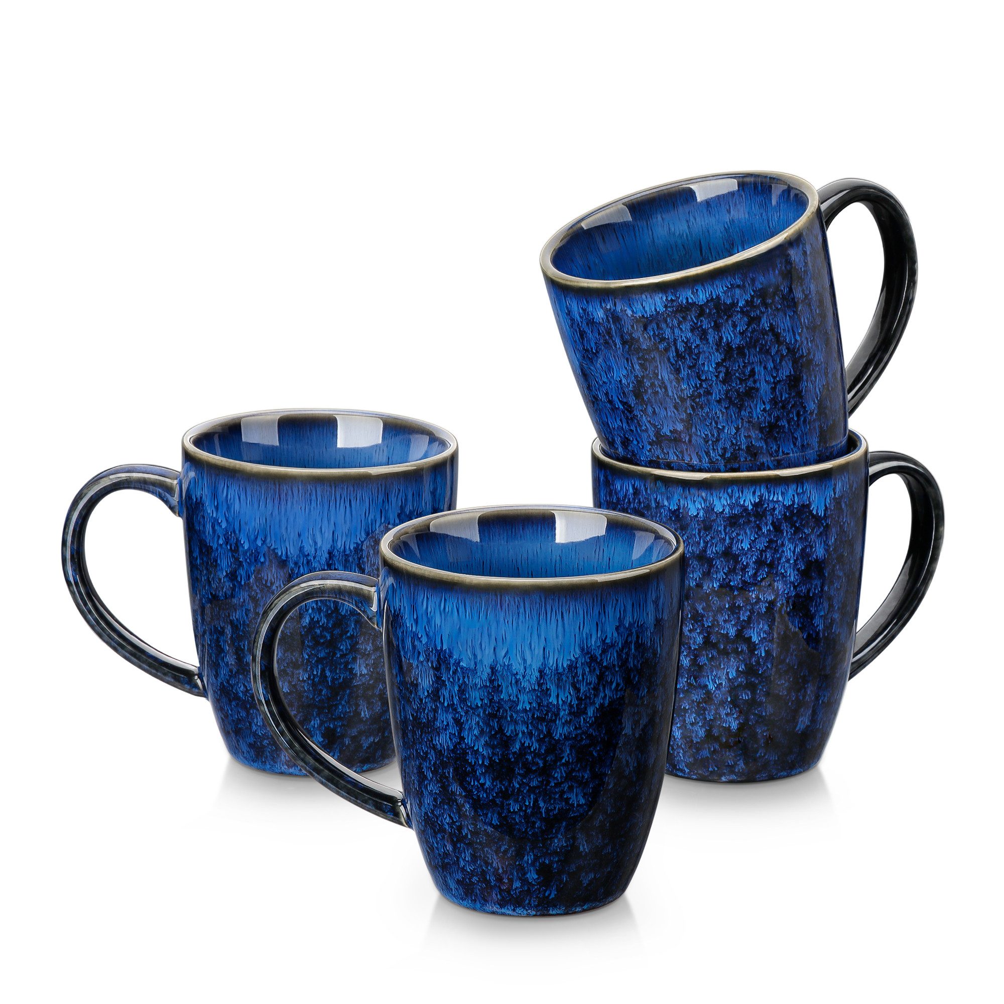 vancasso Tasse Kaffeeservice für 4/6, Steingut Tasse, Reaktivglasur, 4-tlg., Steingut