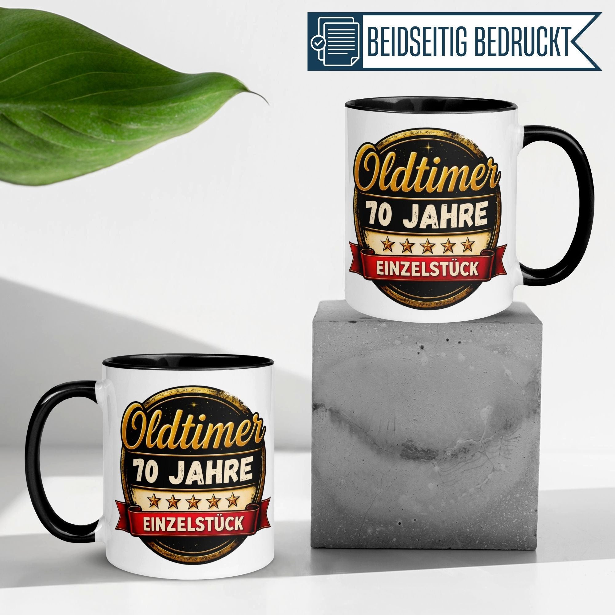 Momentals Tasse 70 Geburtstag Mann Frau – Oldtimer Einzelstück – Geburtstagsgeschenk, Gratis Versand · Links-&Rechtshänder · Spülmaschinenfest