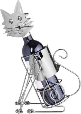 BRUBAKER Weinflaschenhalter Katze Flaschenhalter, (inklusive Grußkarte), Metall Skulptur, Wein Geschenk