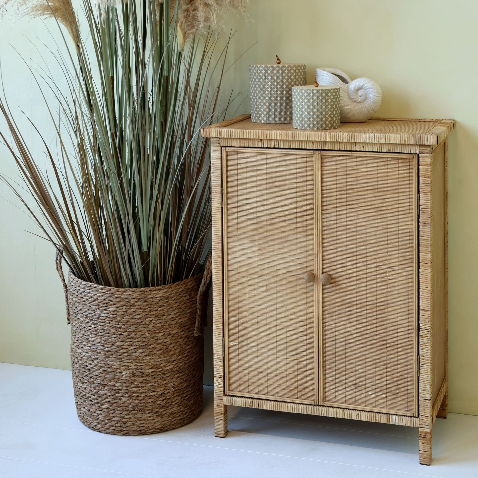 Chic Antique Kommode Schrank Marbella Rattan Bambus – Bild 4 von 5