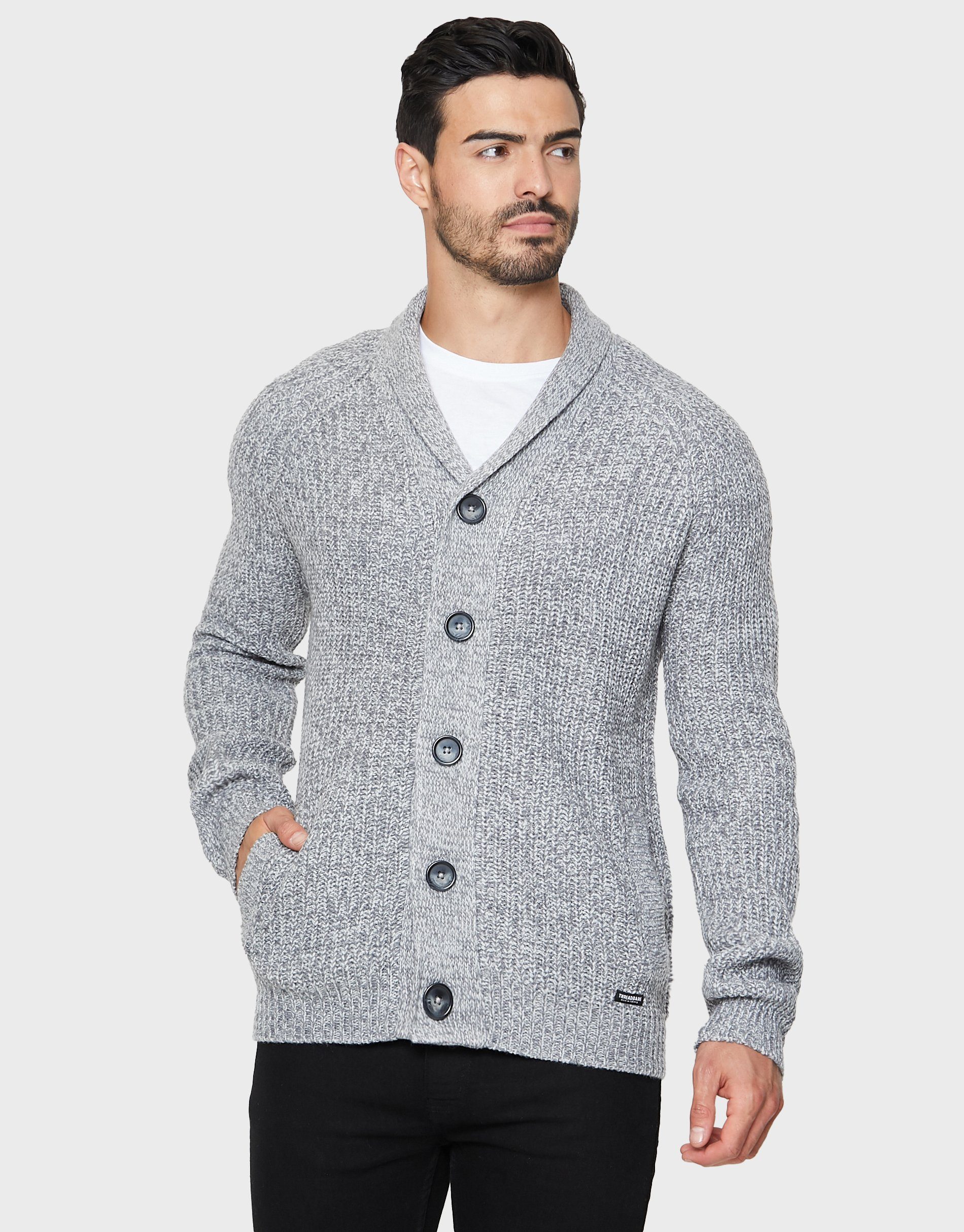 Threadbare Strickjacke Horatio Light Grey Twist