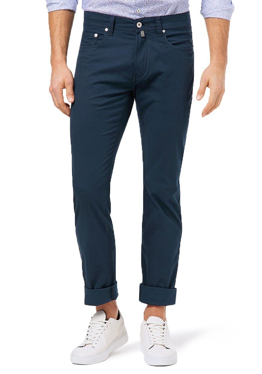 Pierre Cardin 5-Pocket-Hose Lyon Tapered Flachgewebe Baumwoll-Stretch, superleicht Navy