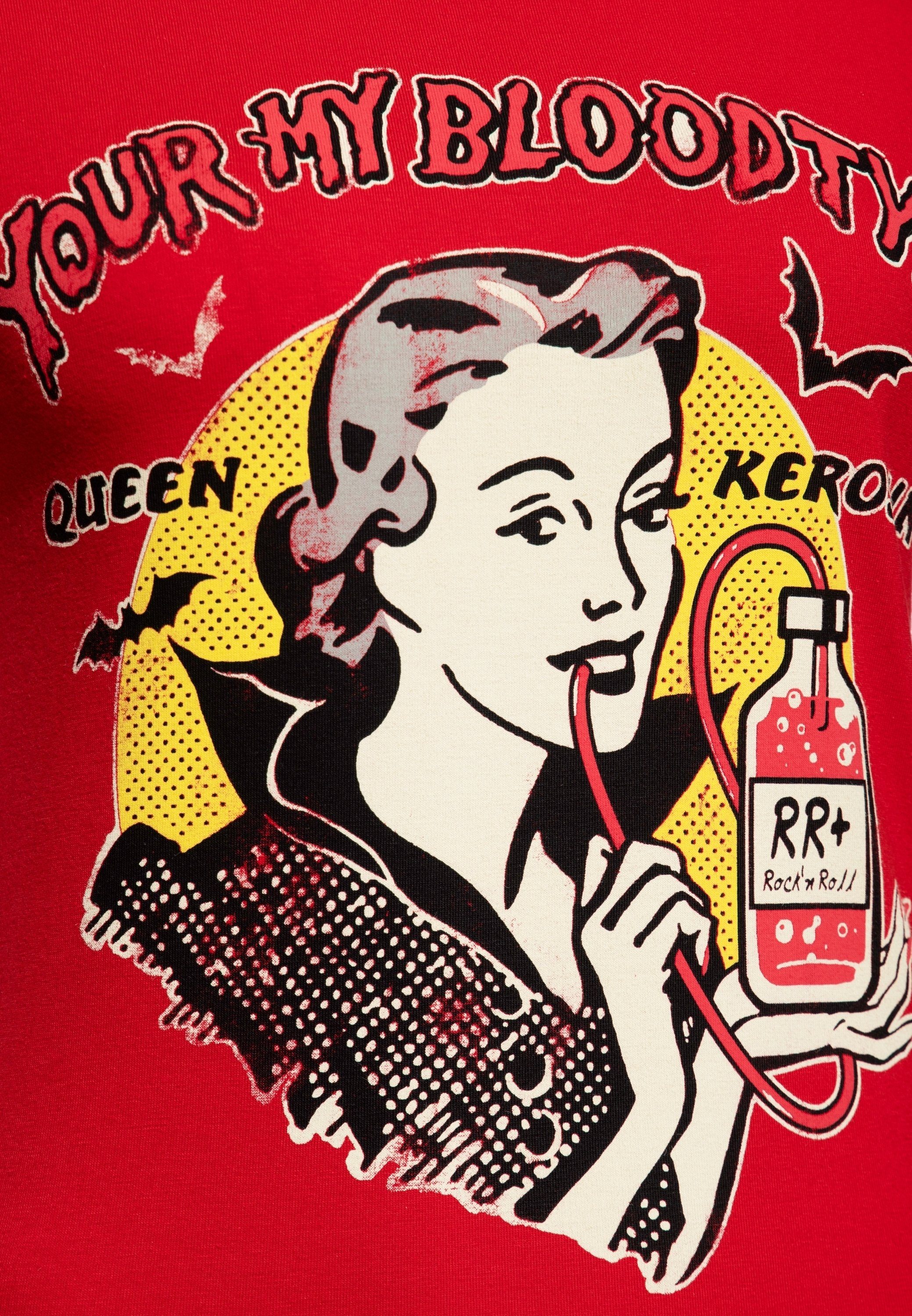 QueenKerosin Print-Shirt You're my blood type (1-tlg) mit Vampir-Artwork