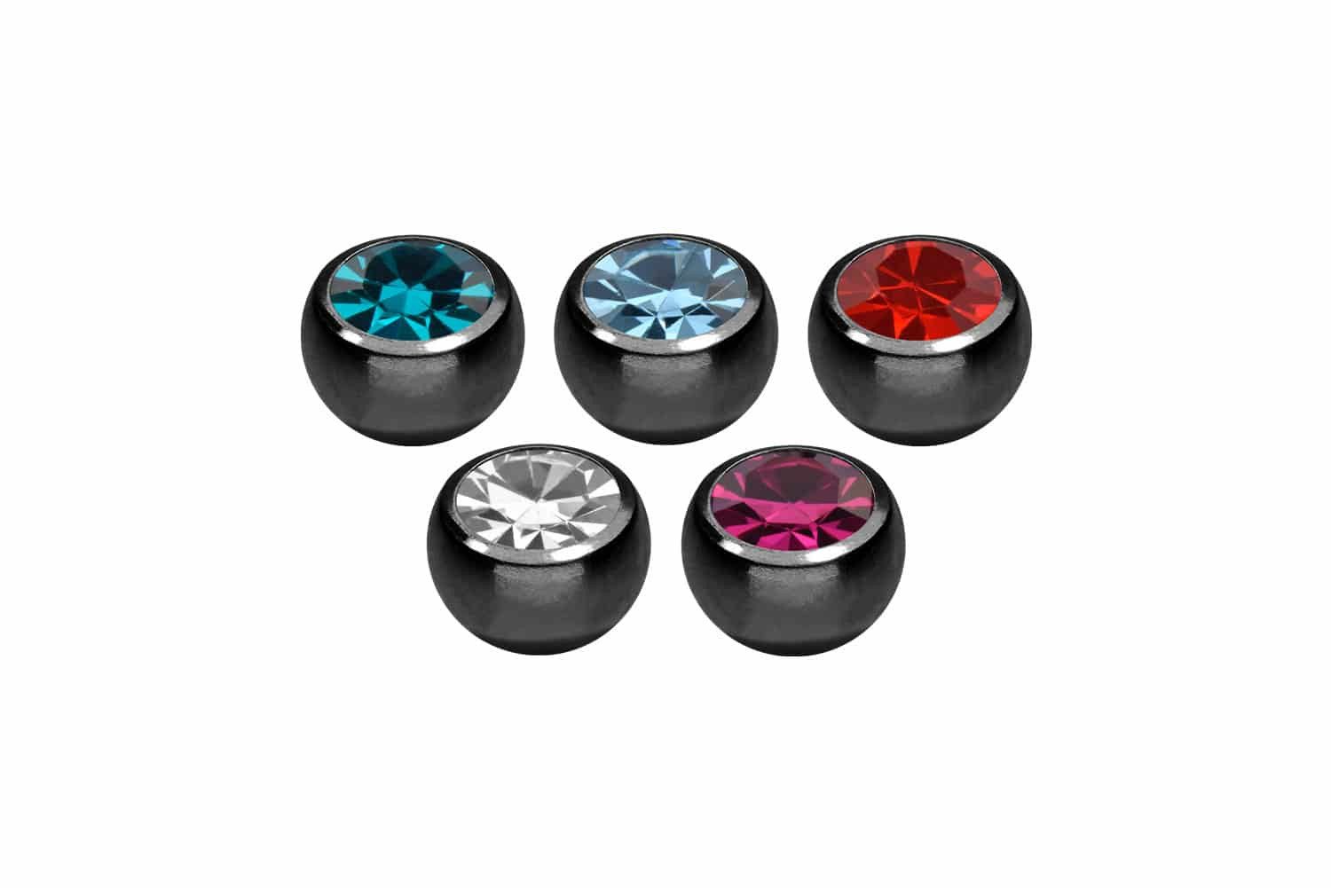 PIERCINGLINE Piercing-Set SET Chirurgenstahl Schraubkugel KRISTALL (Schraub-Aufsätze, 5er SET1 = 1,6 mm Gewinde)