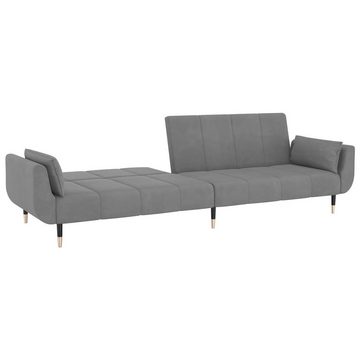 furnicato Schlafsofa 2-Sitzer mit 2 Kissen Hellgrau Samt