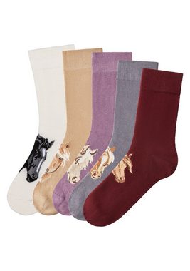H.I.S Socken (5-Paar) mit verschiedenen Pferdemotiven