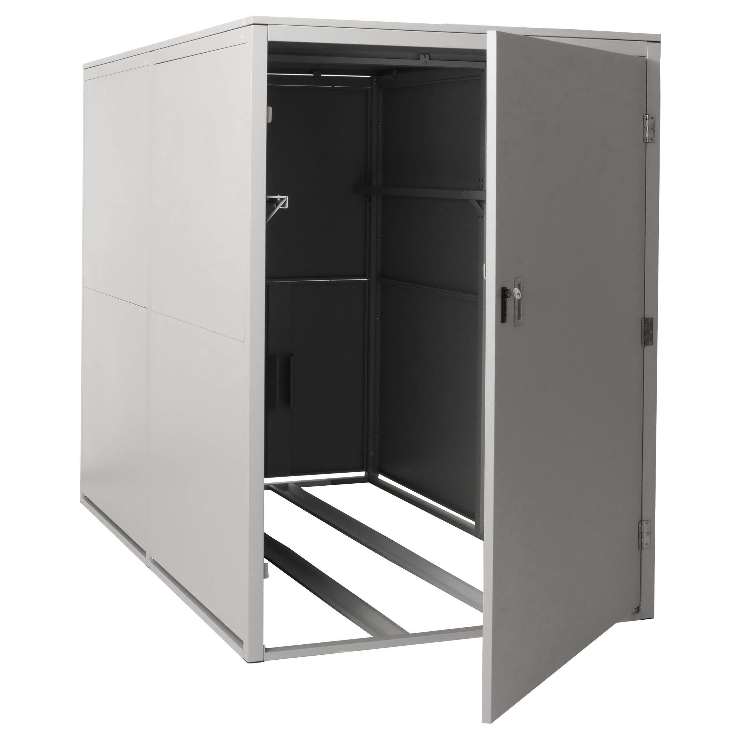 PROREGAL® Fahrradbox 2er-Fahrradgarage 160x113x209cm abschließbar Metall Hellgrau