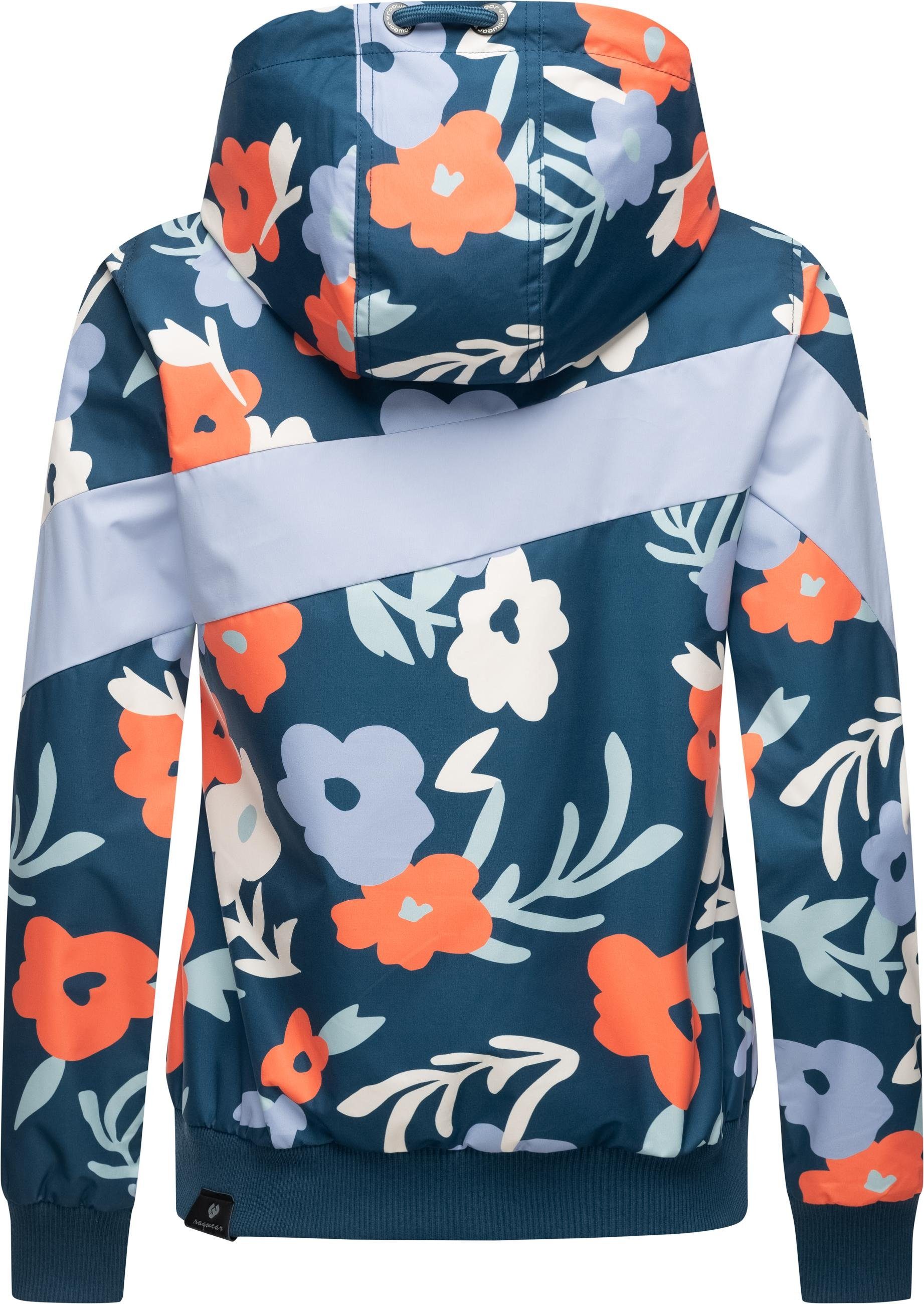 Ragwear Outdoorjacke Nuggie Block Flower modische Damen Freizeitjacke mit floralem Print