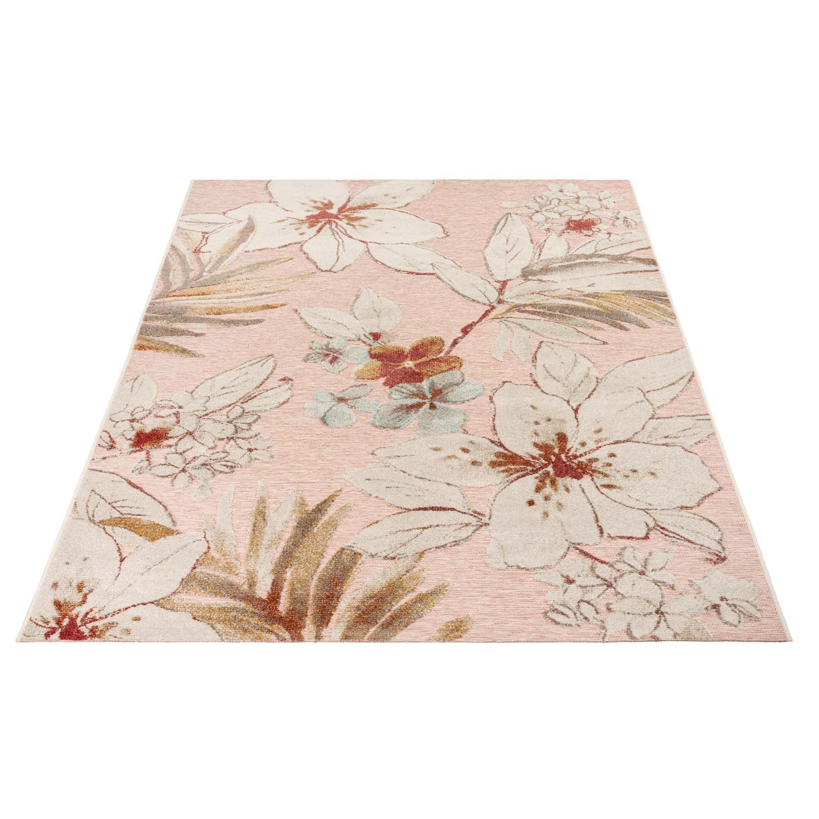 TaraCarpet Teppich TaraCarpet In und Outdoor Teppich Fantasy Lilie, rechteckig, Höhe: 5 mm, Lilie rose Wohnzimmer Balkon Terrasse Esszimmer 160X230