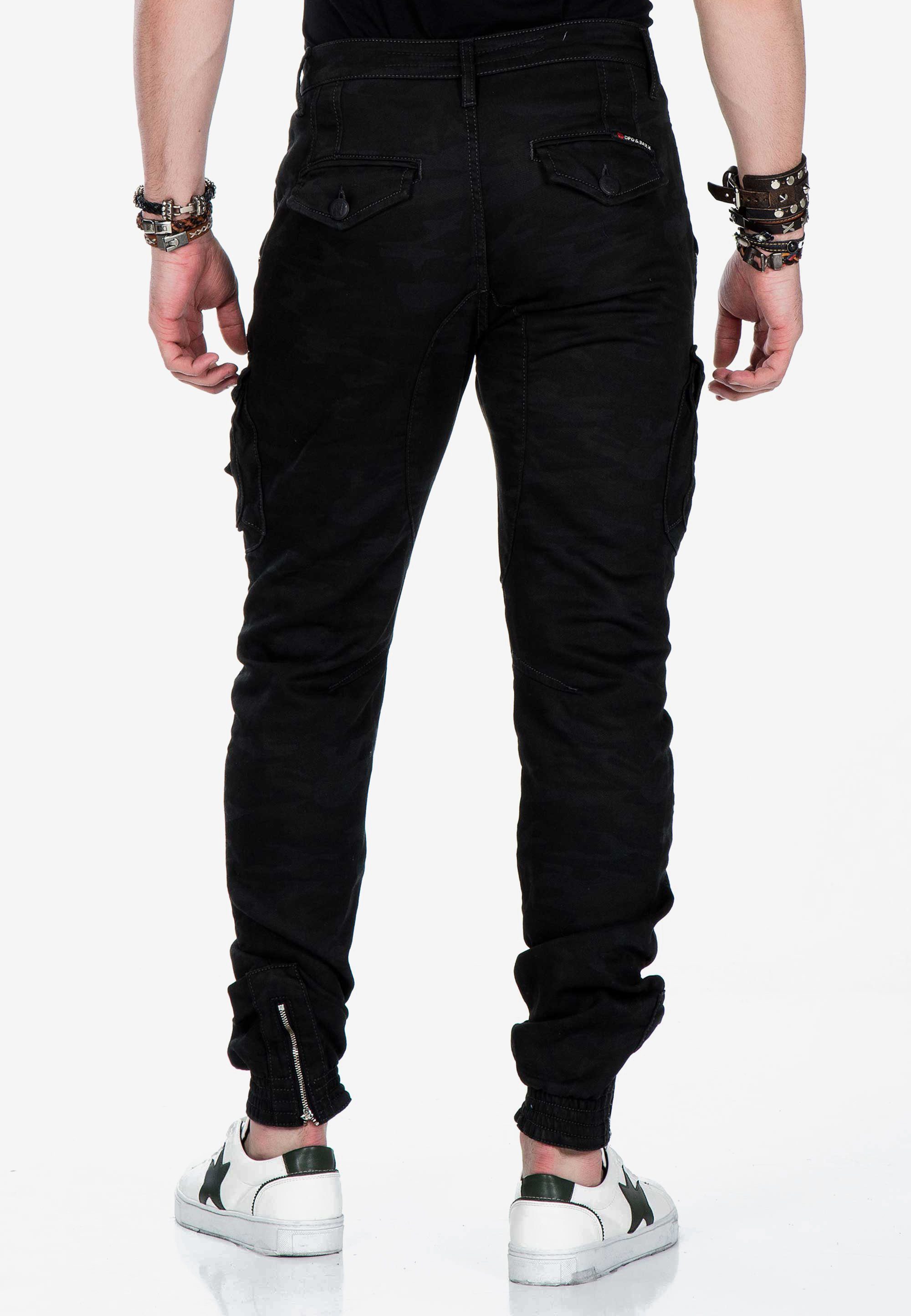 Bequeme Baxx mit Jeans khaki elastischem & Cipo Saum