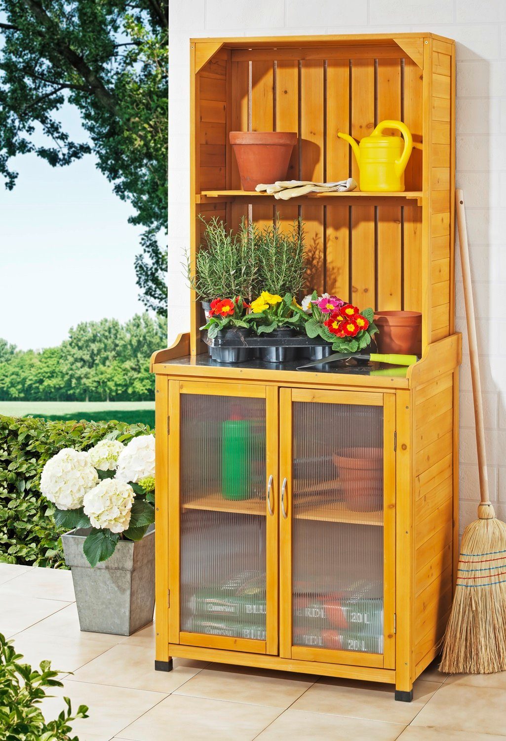 metra-direkt Gartentisch Gartenschrank mit Regalaufsatz - günstig online kaufen