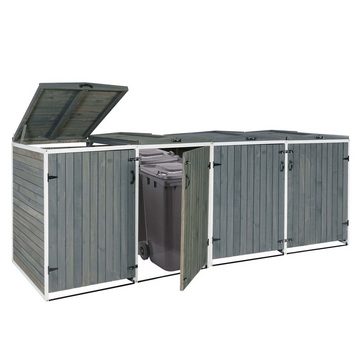 MCW Mülltonnenbox MCW-H74-8, 4 Deckel inkl. Wind-Sicherung durch Ketten, stabiles Gestell