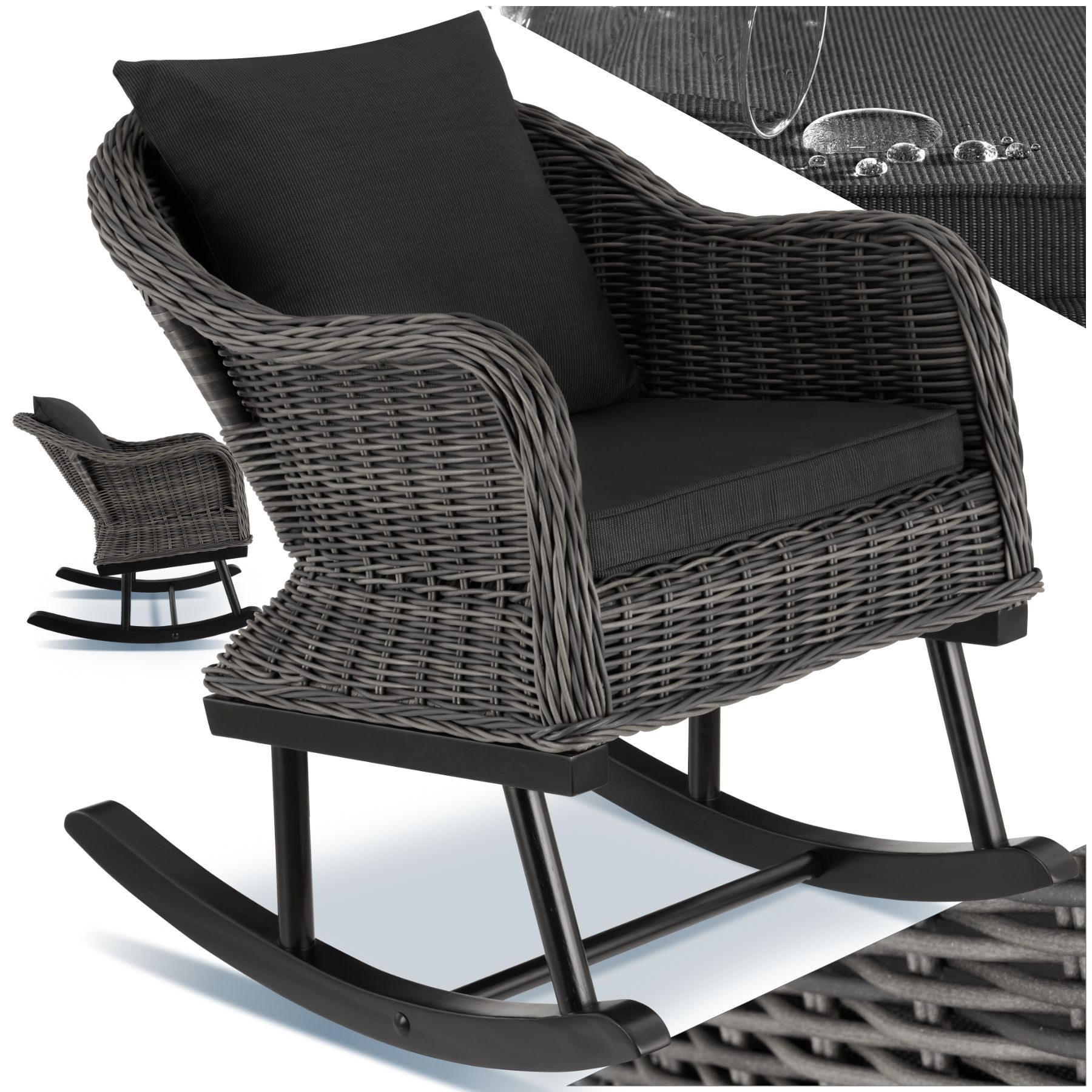 tectake Schaukelstuhl Rattan Schaukelstuhl (Komplettset., 1 günstig online kaufen