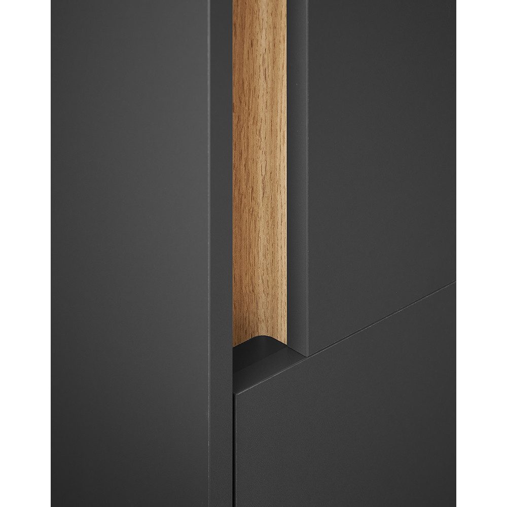 Lomadox Hochschrank CRISP-61 Anthrazit mit Eiche Nb., 1 Tür, 34cm breit günstig online kaufen