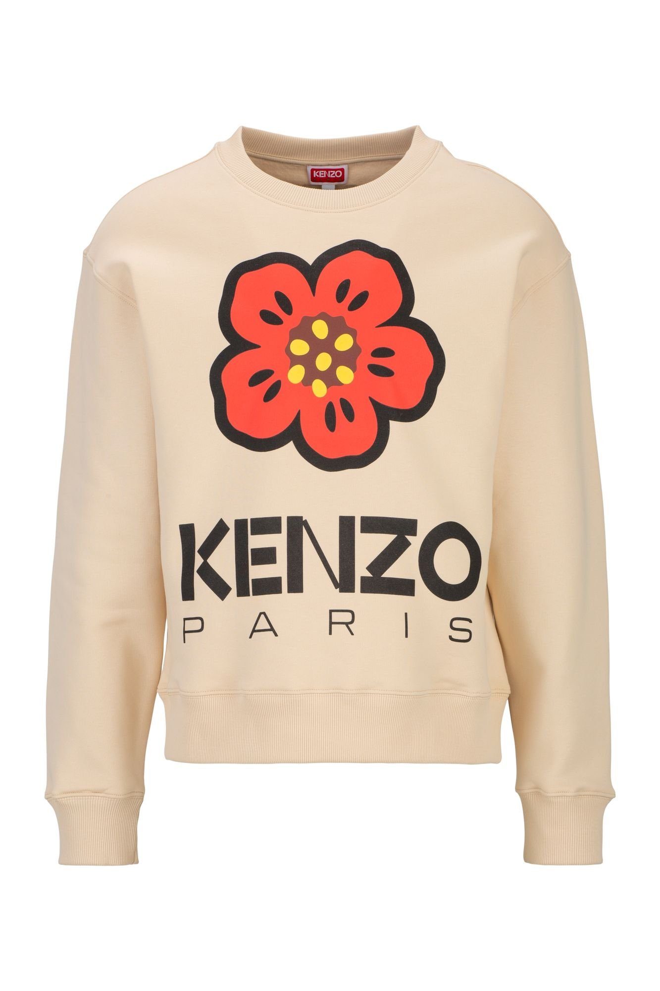 KENZO Sweatshirt Flower Print mit ikonischem roten Blumenmotiv und Logo-Print