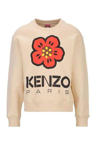 KENZO Sweatshirt Flower Print mit ikonischem roten Blumenmotiv und Logo-Print