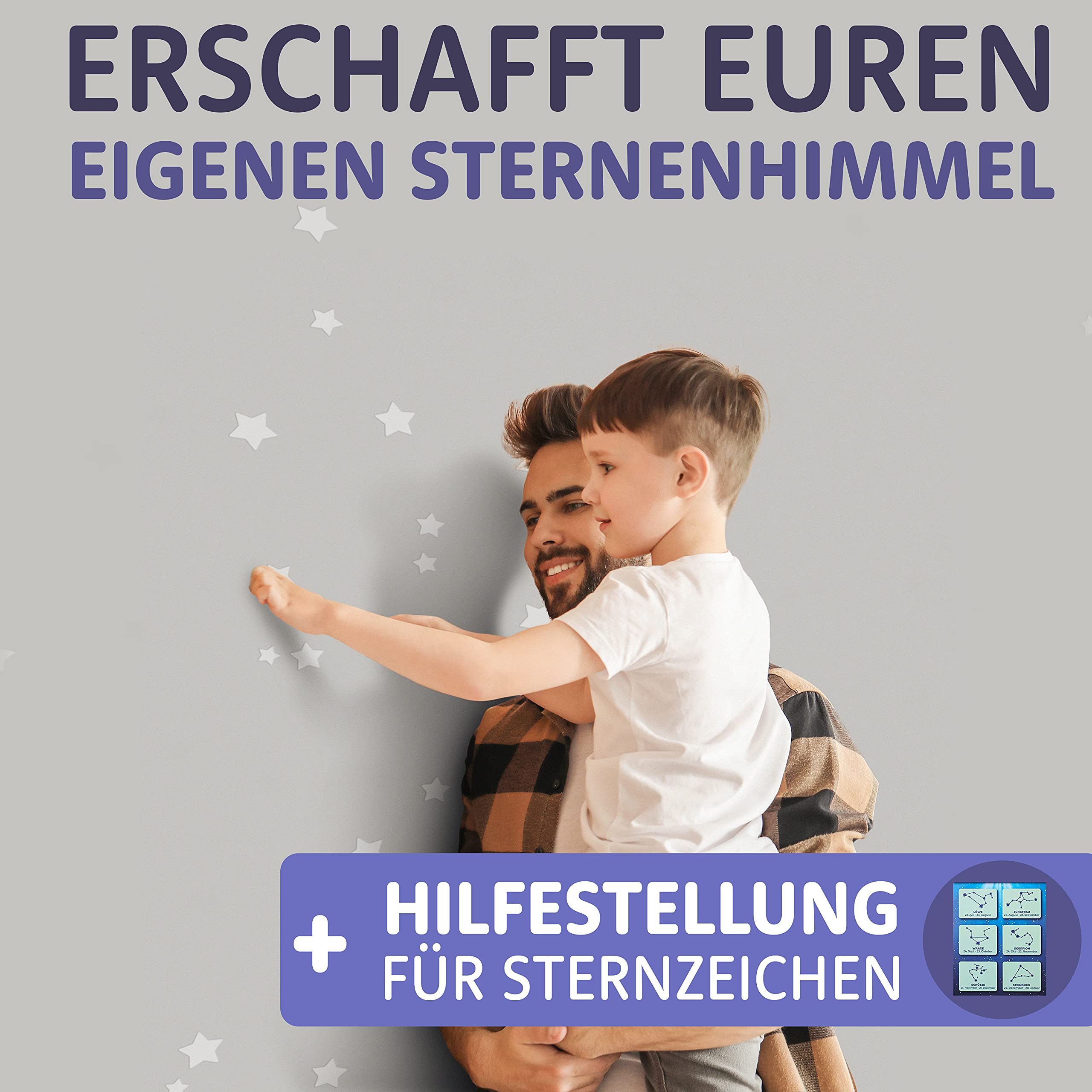lilimaus Wandsticker Leuchtsterne selbstklebend - Sternenhimmel fürs Kinderzimmer (400 St), laden tagsüber Licht & leuchten nachts sanft - ohne Strom – Bild 5 von 5