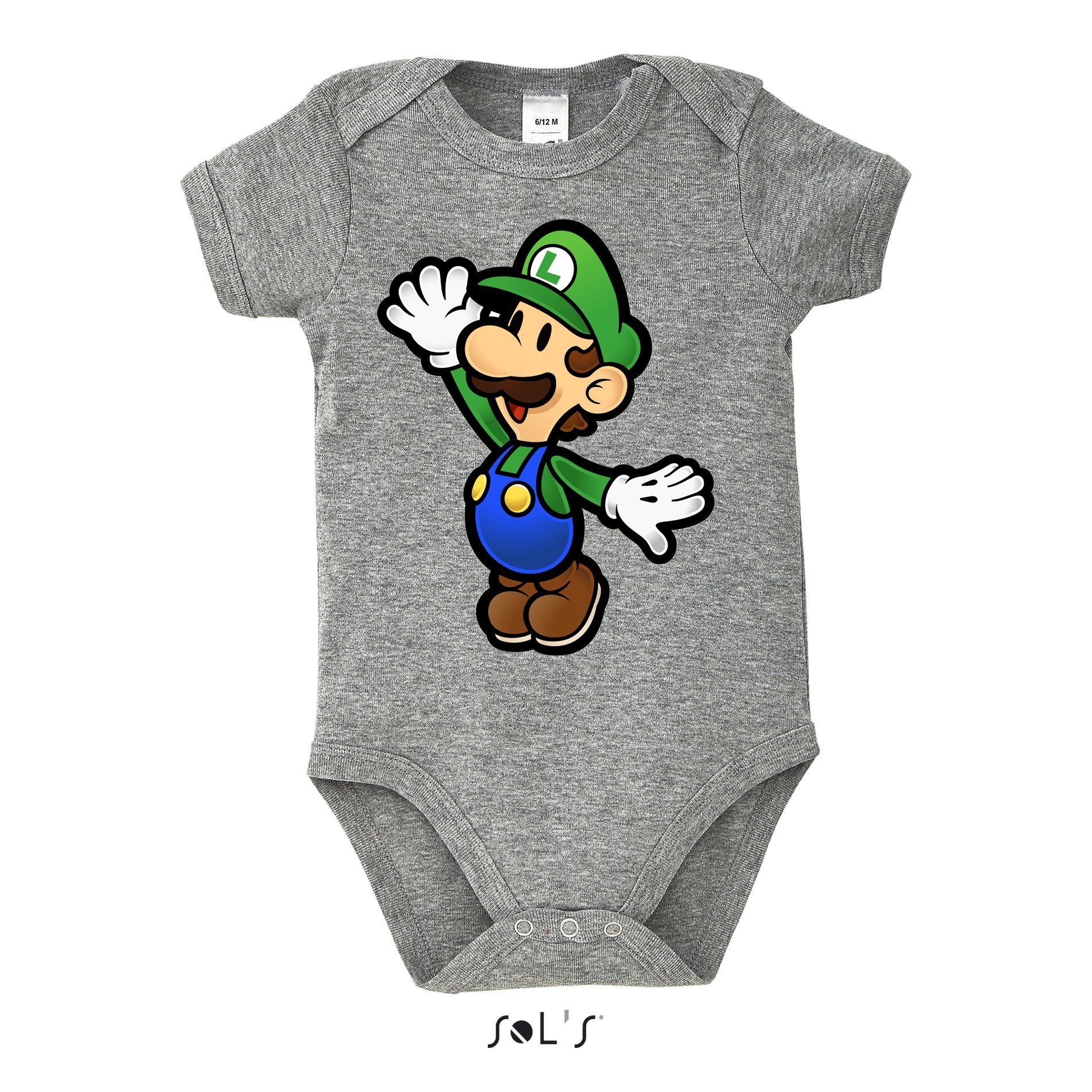 Strampler Kinder Baby Luigi Super Retro Konsole Mario Peach Yoshi Gaming