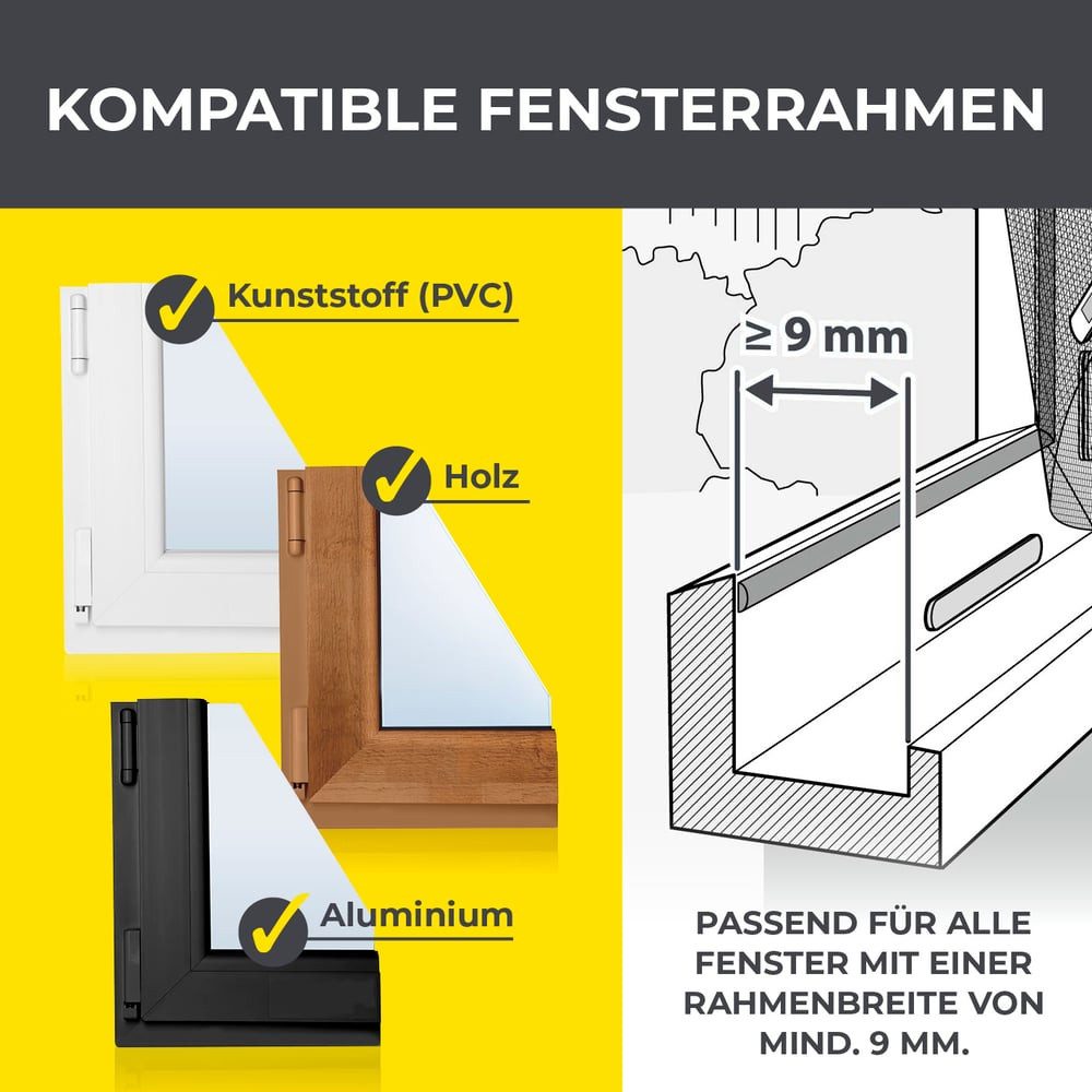EASYmaxx Insektenschutz-Fensterrahmen Insektenschutzgitter 110 x 130 cm mit Magnetbefestigung, (1-St), Schutz gegen Mücken, Fliegen, Wespen etc. magnetisch leicht anbringbar