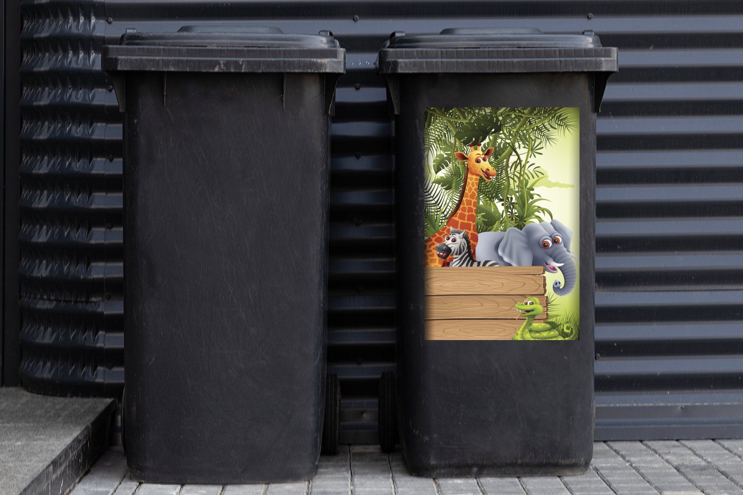 Kinder Mülleimer-aufkleber, Giraffe (1 Mülltonne, St), Wandsticker - Container, Dschungeltiere Natur Abfalbehälter - - MuchoWow Sticker,