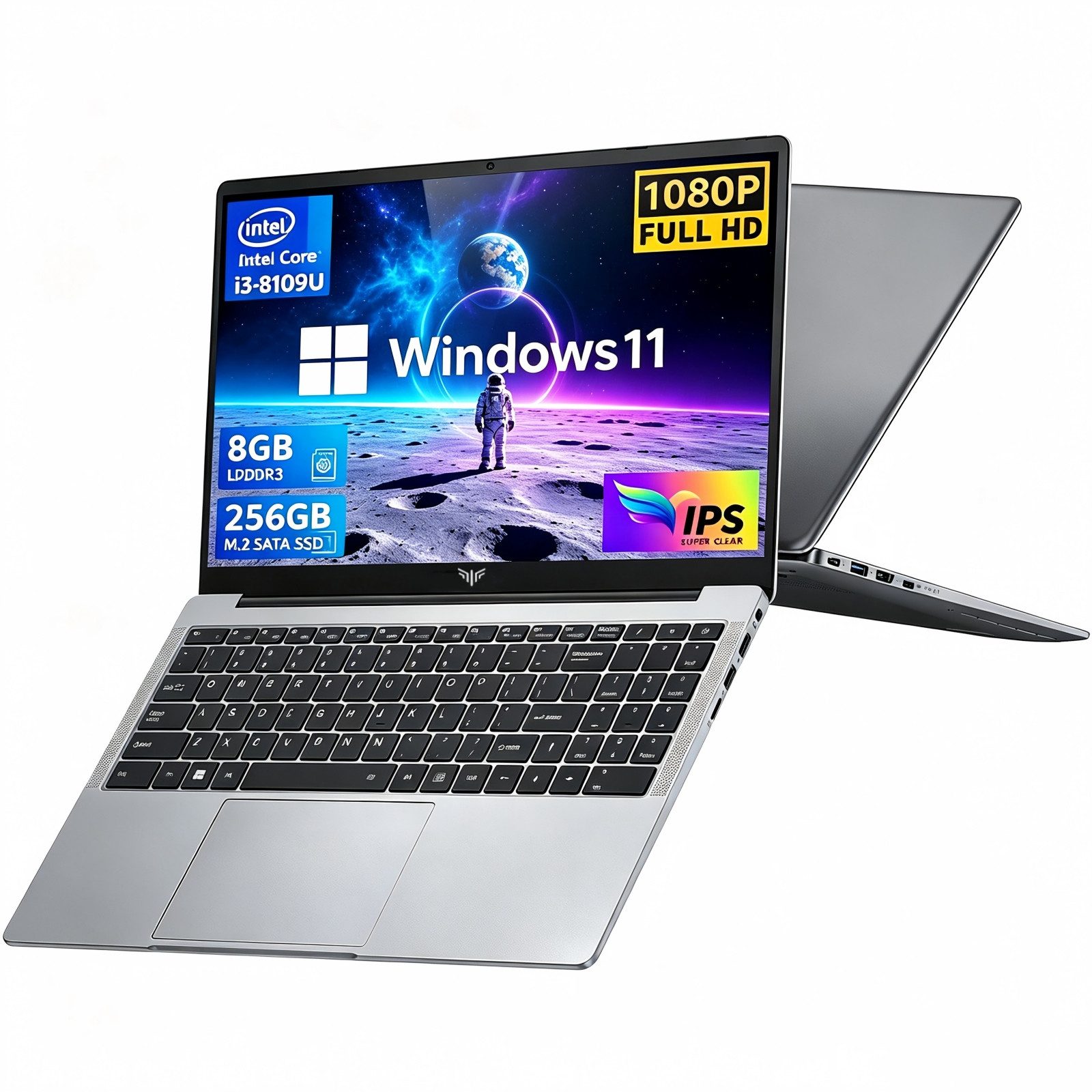 ACEMAGIC 15.6 Zoll Full-HD Intel Core i3, 3,6GHz,8GB RAM, 256GB SSD,Office Notebook (Intel Intel Core i3-8109U Intel Core i3-8109U, Intel Iris Plus Graphics 655, 8 GB, 256 GB SSD, 180° Drehung, bis zu 3,6GHz, W11 Pro, Deutsche Tastaturaufkleber)