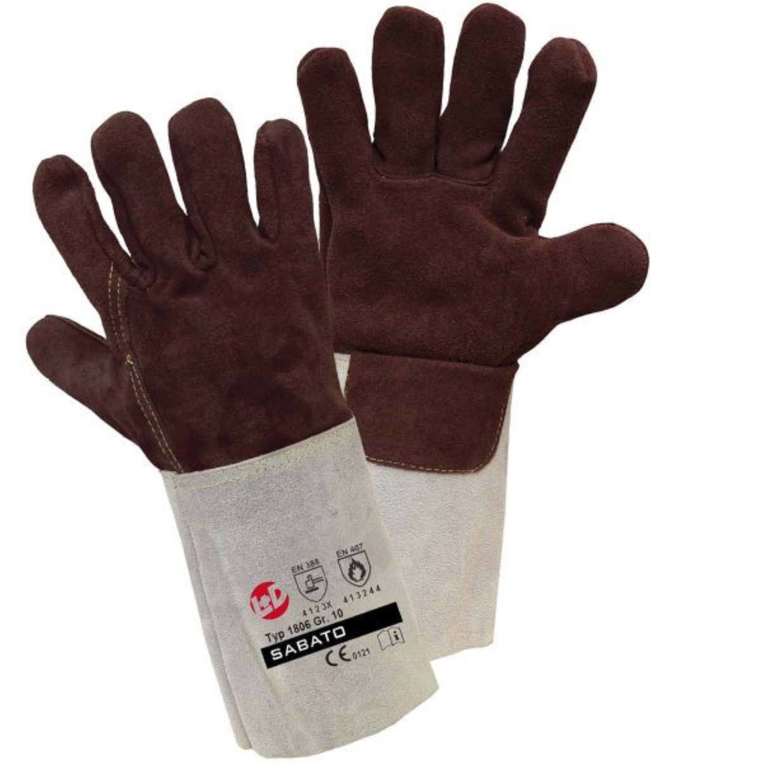 L+D Schweißerhandschuhe SABATO 1806 Hitze-Handschuh Leder Schweißerhandschuhe, lange Stulpe hitzebeständig