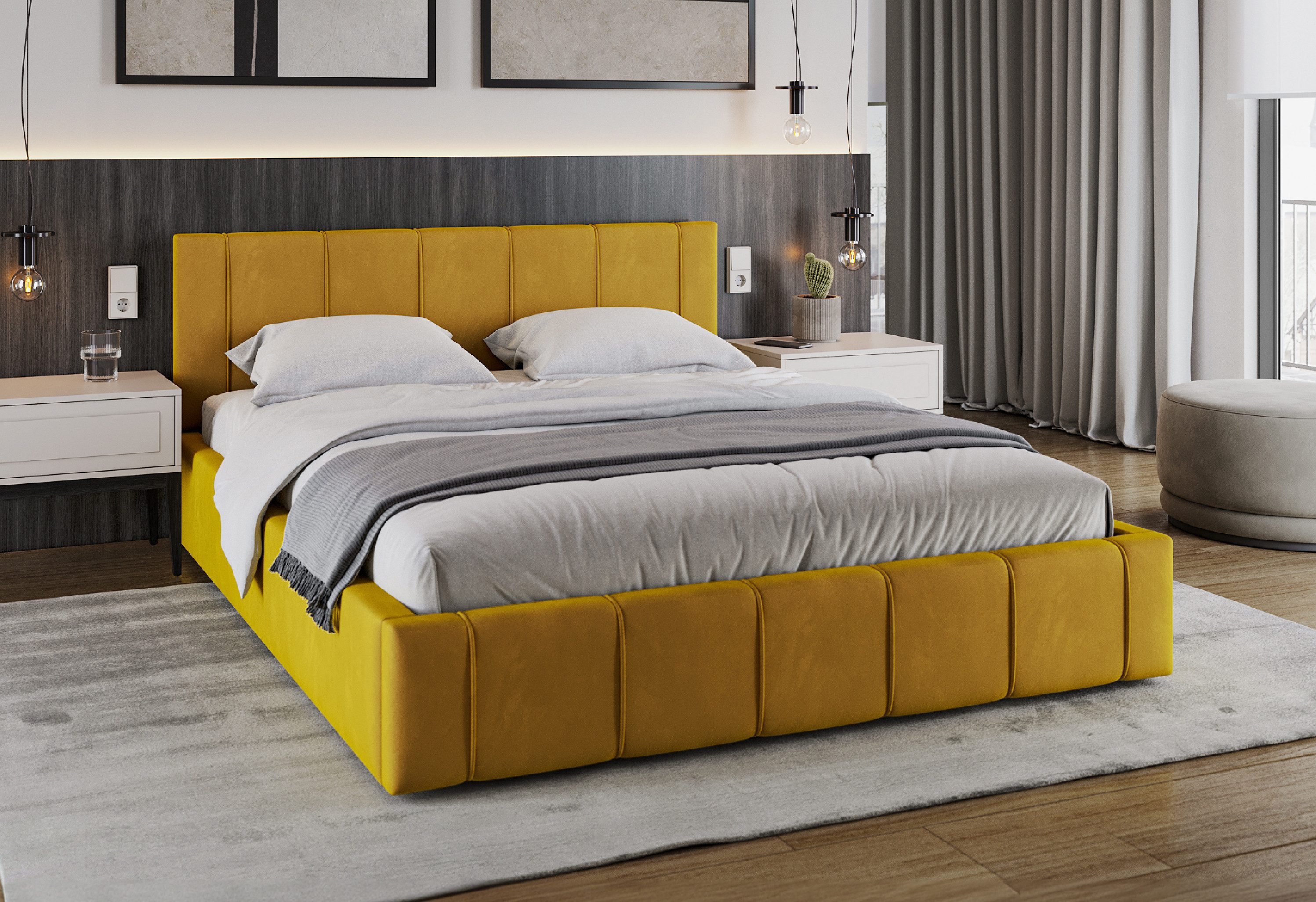 FDM Polsterbett FLORIDA Paris Bettgestell 90x200, 120x200, 140x200, 160x200, 180x200cm (verfügbar 90x200 120x200 140x200 160x200 180x200cm, Bettrahmen, Bett, mit großen gepolsterten Kopfteil, mit Bettkasten zum aufklappen), Hebbarer Metallrahmen, Bettkasten, mit/ohne Matratze