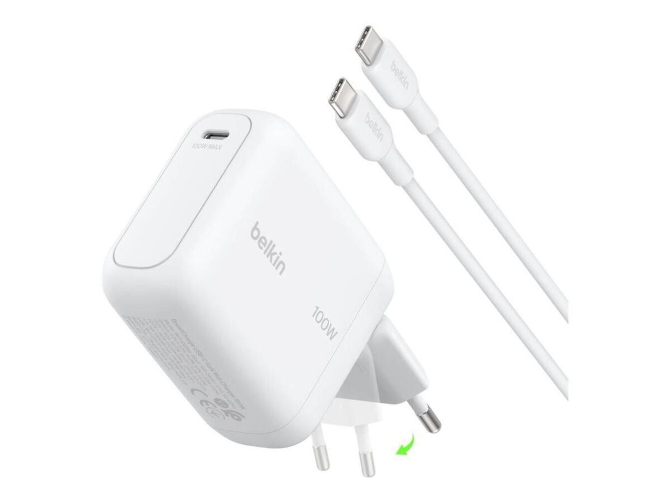 Belkin BoostCharge 100W USB-C GAN Ladegerät mit einklappb Smartphone-Adapter