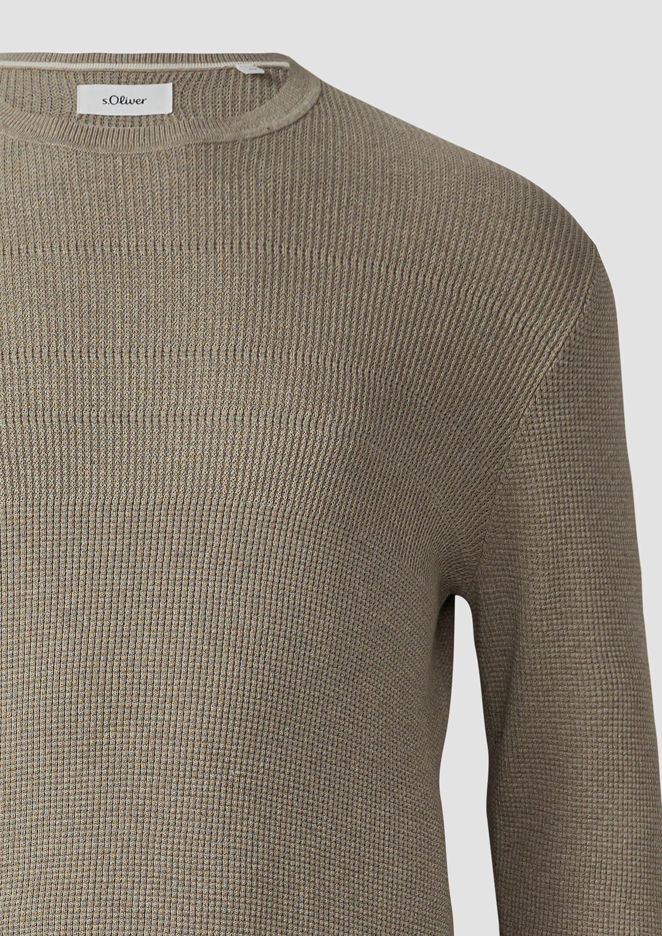 s.Oliver Longpullover Strickpullover Strukturmix-Pullover aus reiner Baumwolle