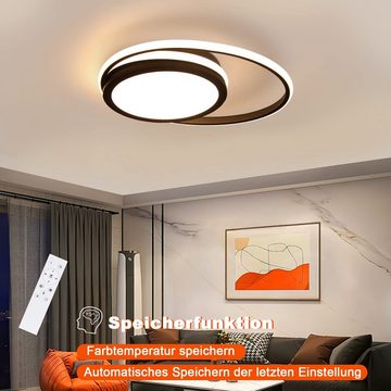 ZMH LED Deckenleuchte Modern 2-Ringe 56W mit Sternnenhimmel und Fernbedienung, LED fest integriert, 3000-6500k, ‎Schwarz, Weiß, Schlafzimmer Modern Deckenleuchtung