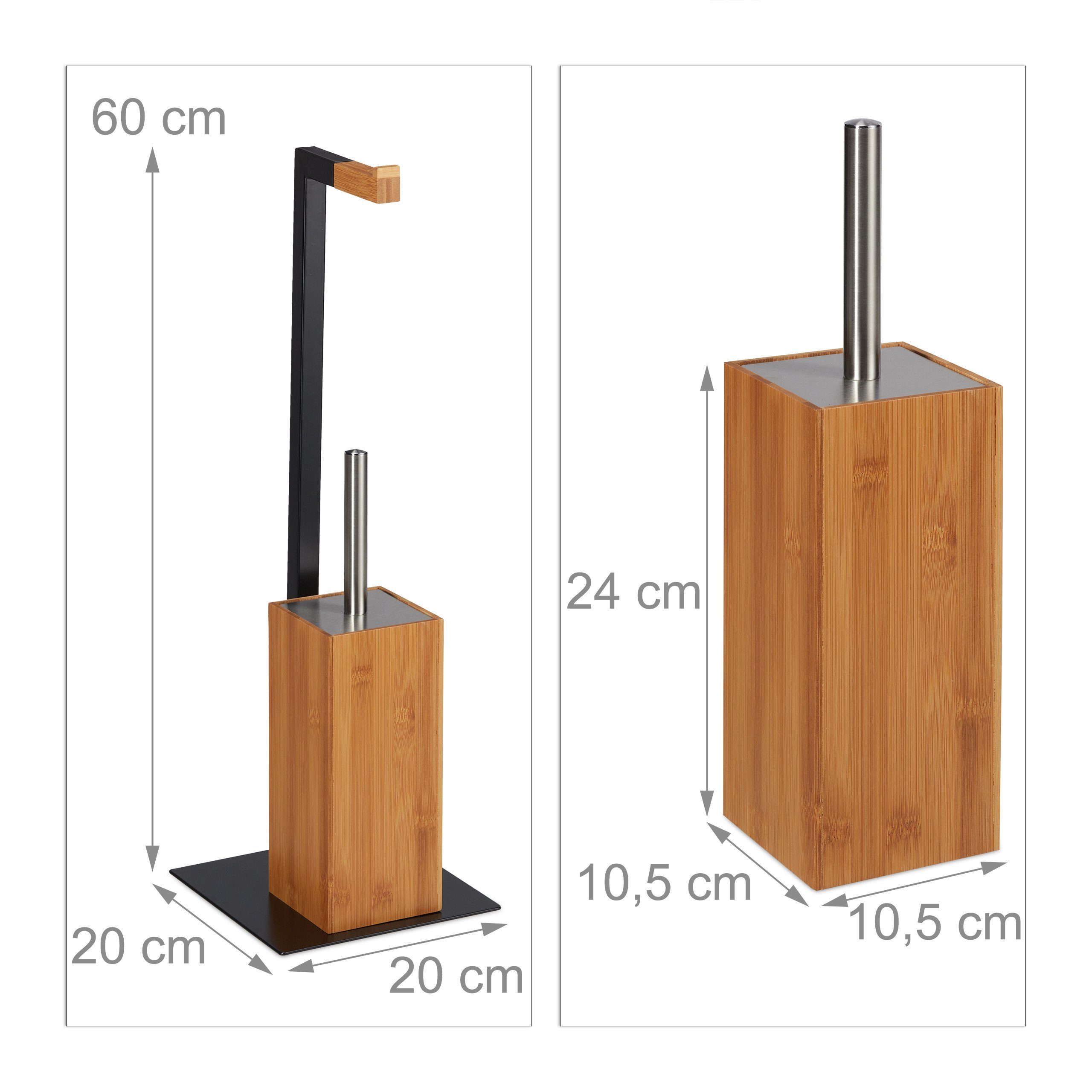 Bambus & Metall Garnitur Badezimmer-Set WC relaxdays
