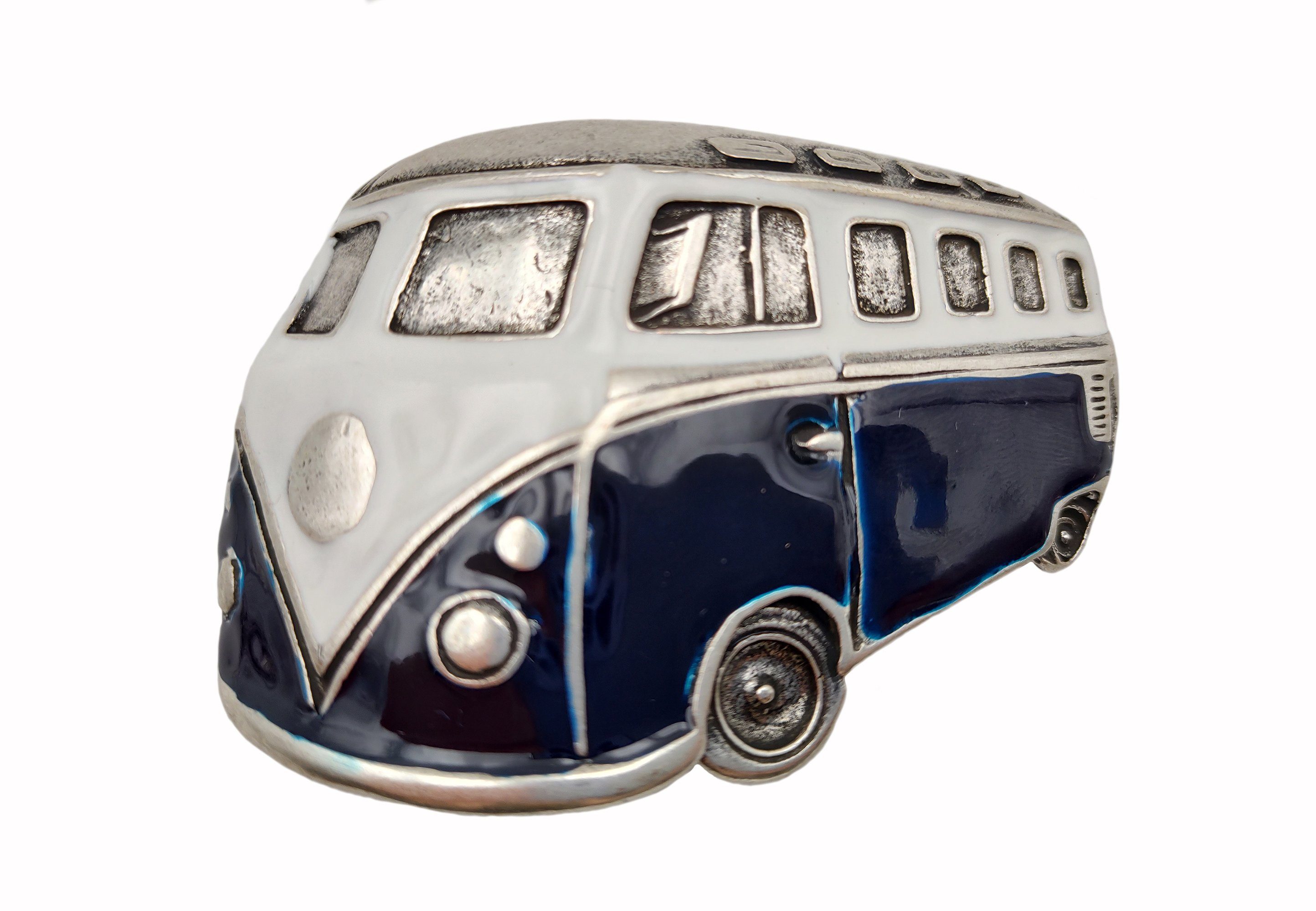 Cassandra Accessoires Gürtelschnalle Wechselschnalle Gürtelschließe Buckle "Bus" im angesagten Retro-Design blau
