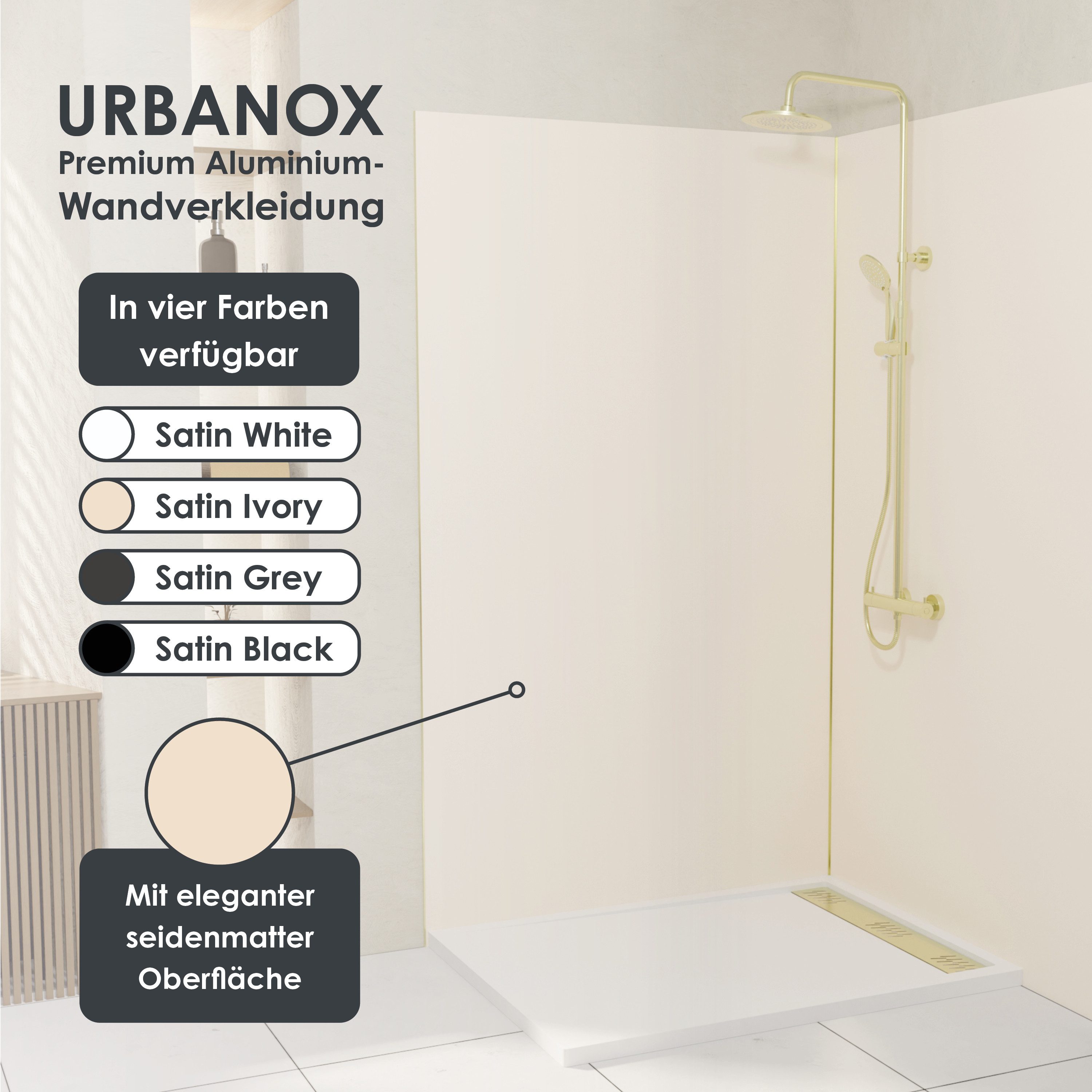 Marwell Duschrückwand Urbanox, (1-tlg), 1 Paneel: 90 x 210 cm