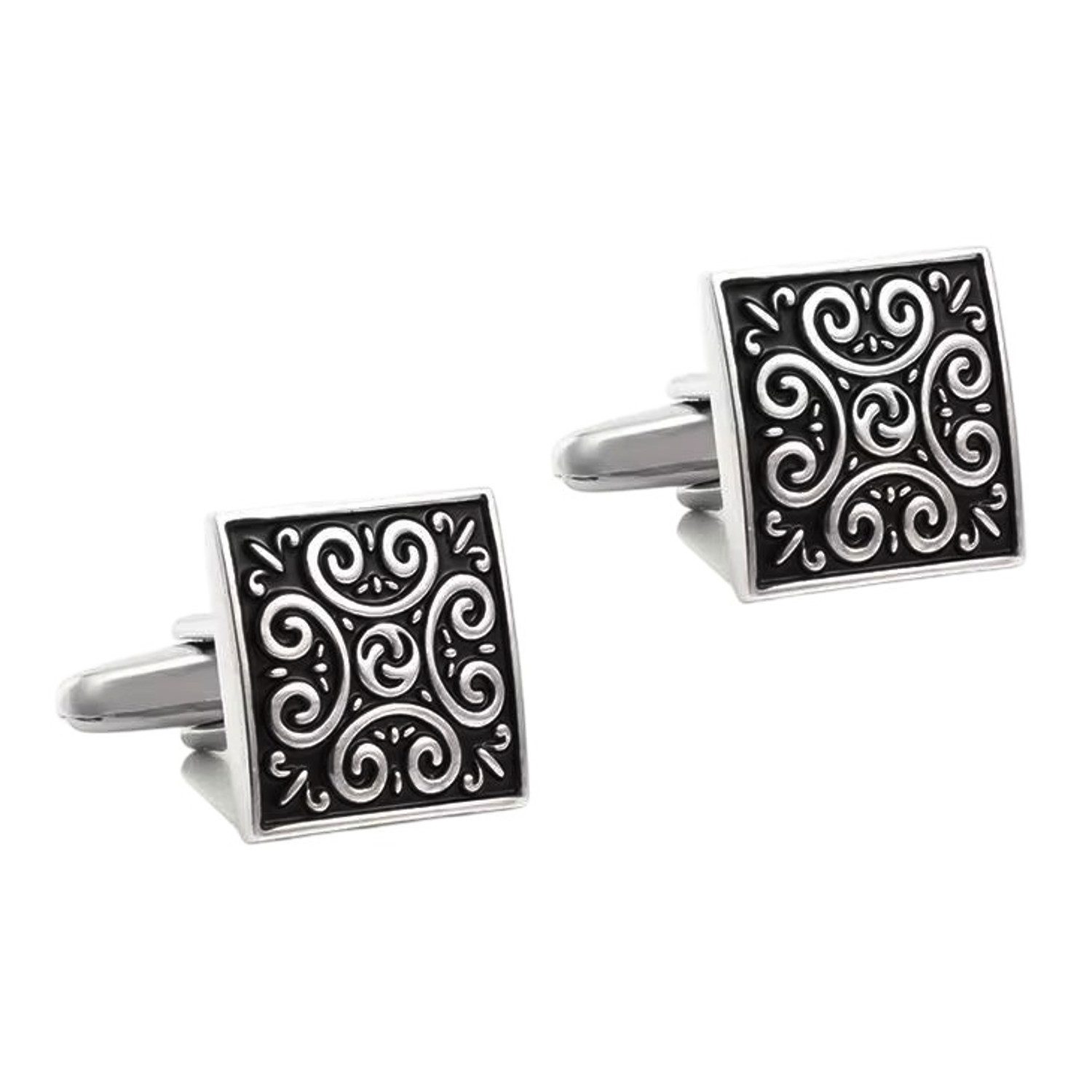 KARMA Manschettenknöpfe rund od. quadratisch Herren Silber modern (1-Paar), elegant Business Hochzeit Hemd Accessoire Metall