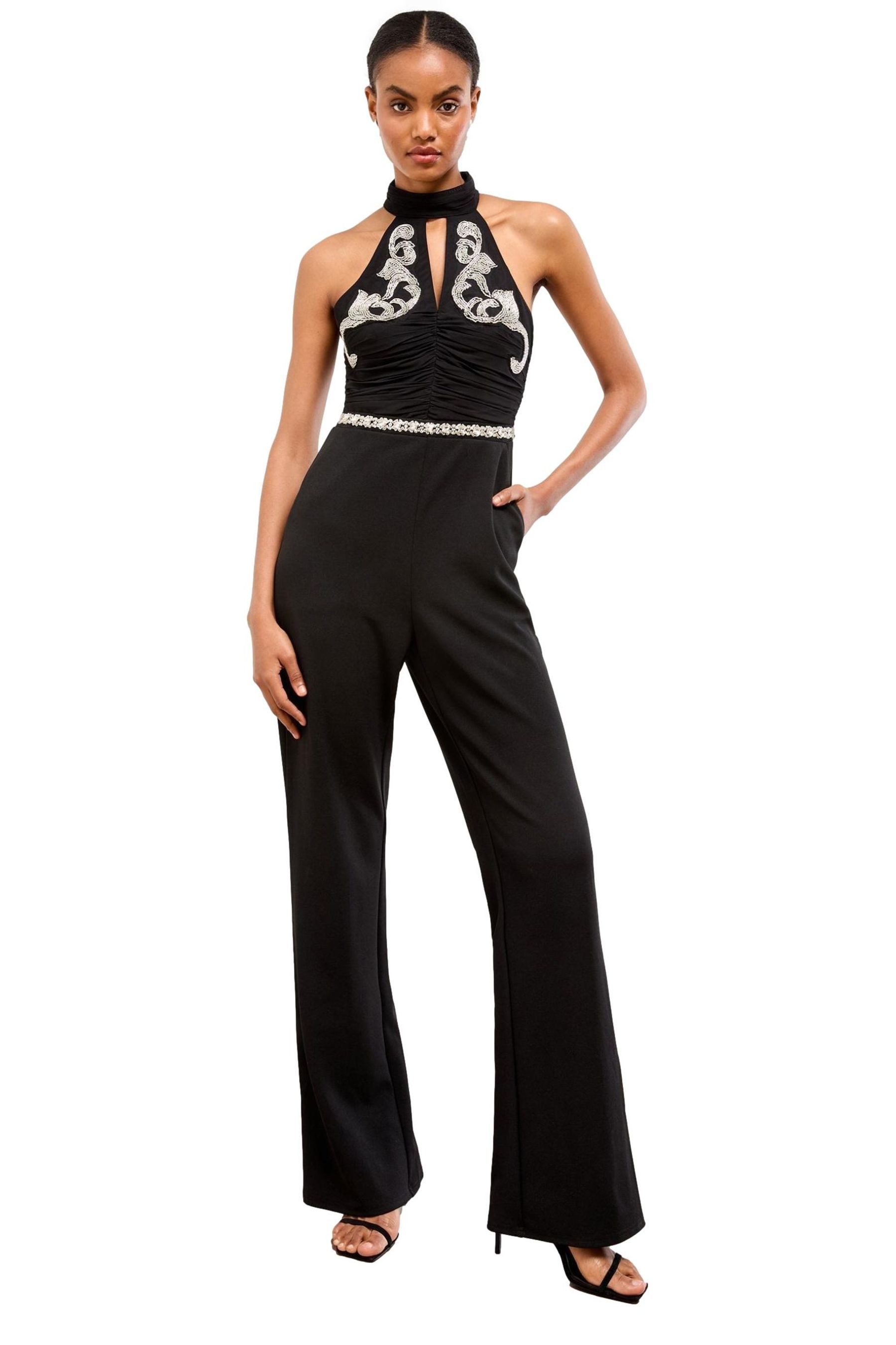 LIPSY Jumpsuit Lipsy Neckholder-Jumpsuit mit Mesh-Mix (1-tlg)