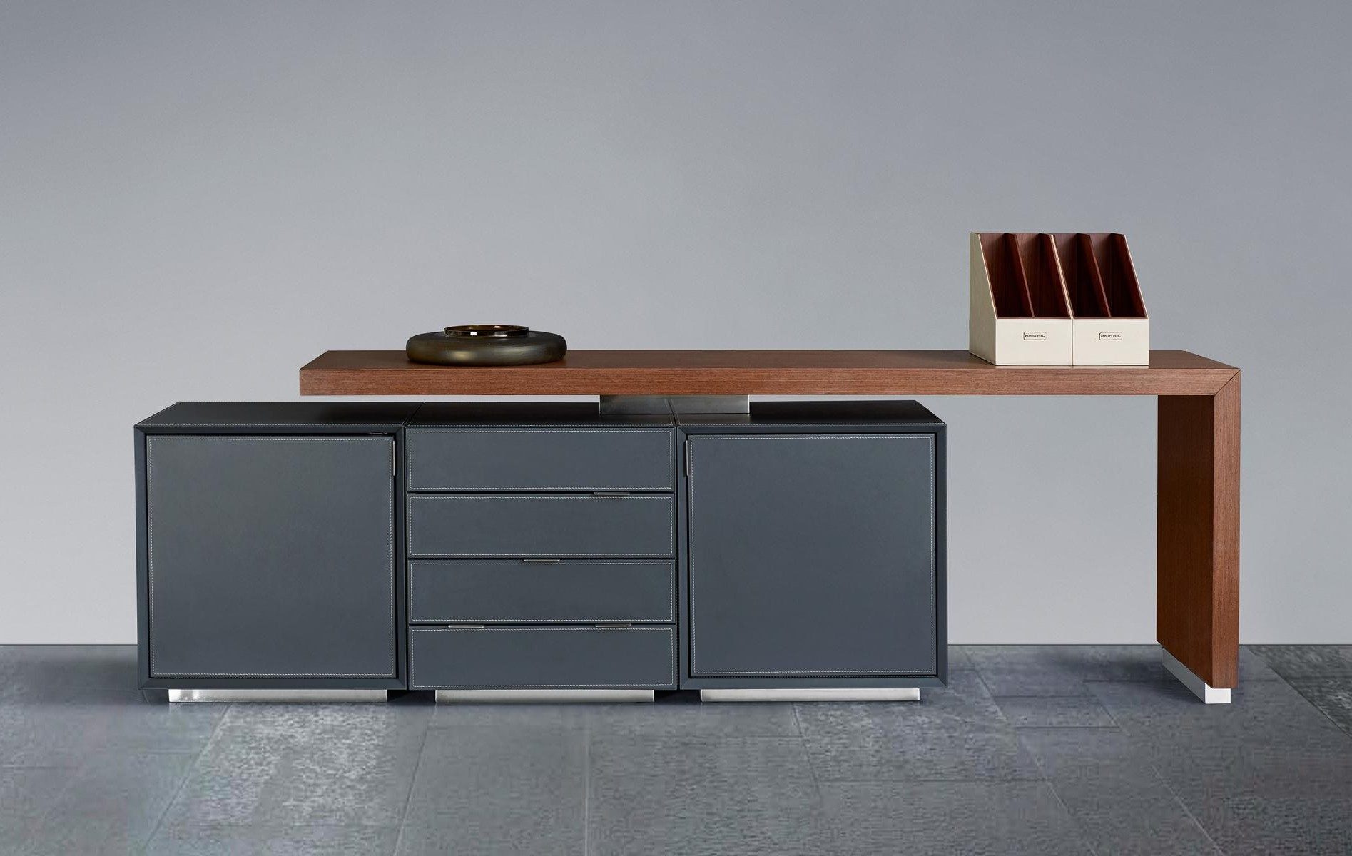 Xlmoebel Sideboard Luxus Konsolentisch von XLMOEBEL, Lederbezug, mit Schubladen, Made in Europa