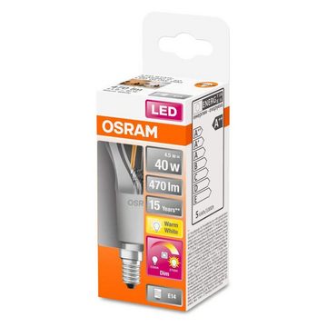 LED-Leuchtmittel Osram LED Filament Leuchtmittel Tropfen 4,5W E14 klar 470lm GlowDim