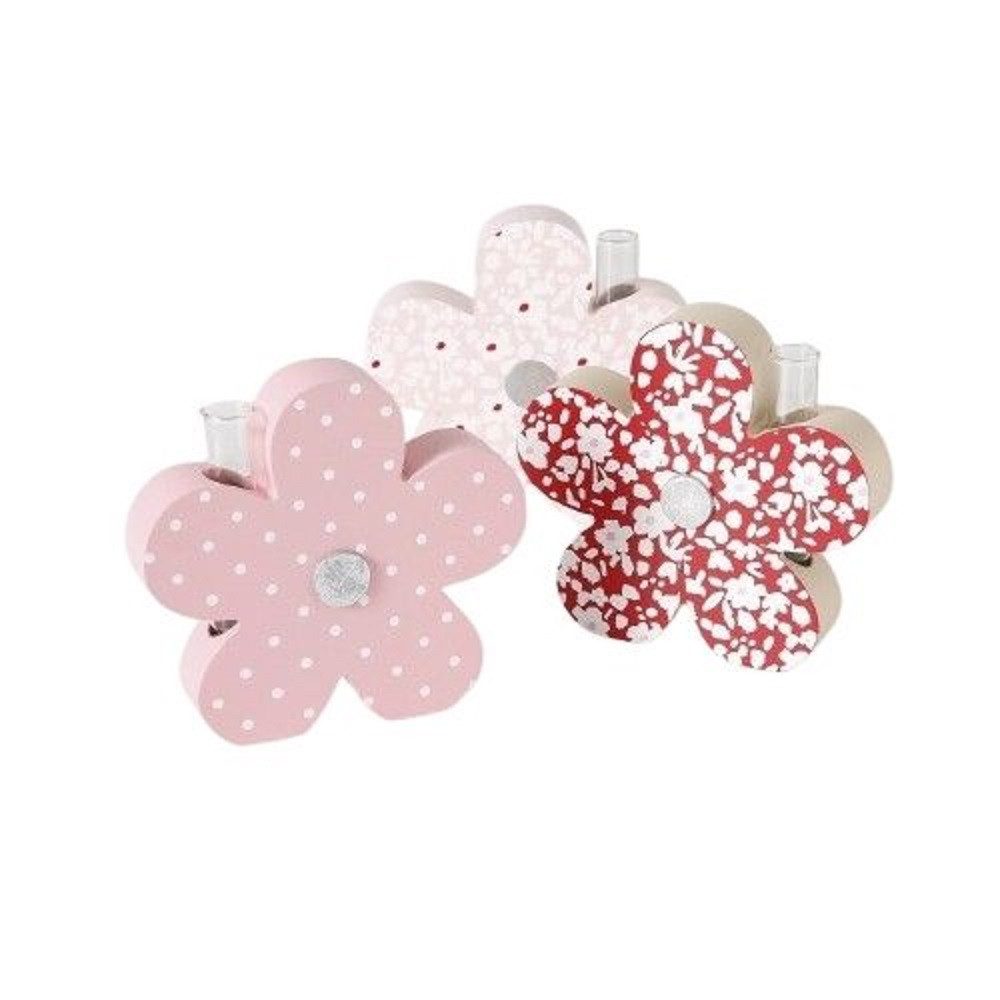 BOLTZE GRUPPE GmbH Dekovase Vase Fleuri Blumen Reagenzglas Frühling Mdf Rosa H 17 cm