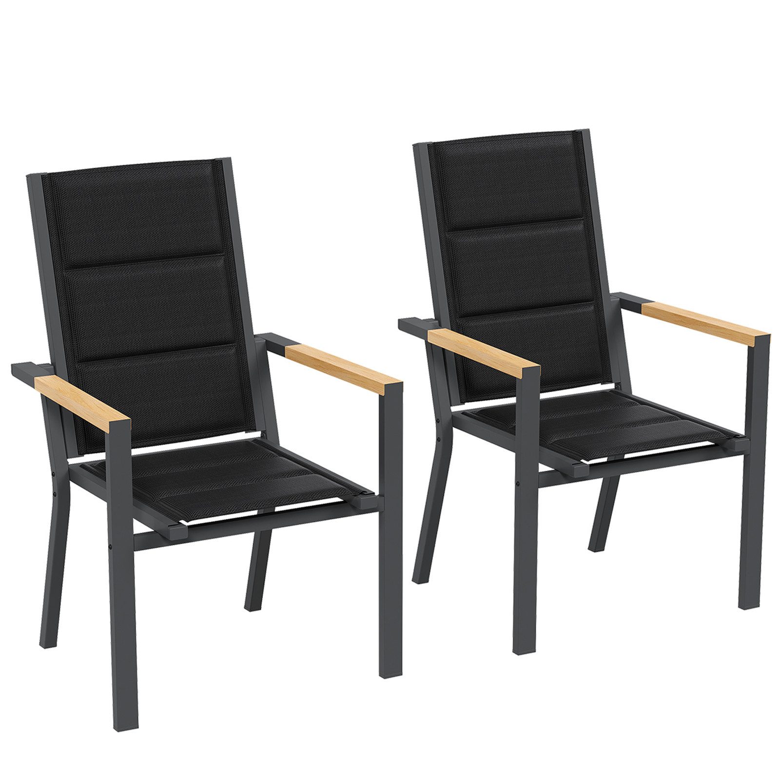 HOMALL Gartenstuhl Stapelstuhl, Esszimmerstuhl, Terrassenstuhl Textilene Stahlgestell (Set, 2 St), Bis 160kg Für Esszimmer, Terrasse, Balkon, Garten, 2 Größen 3 Farben