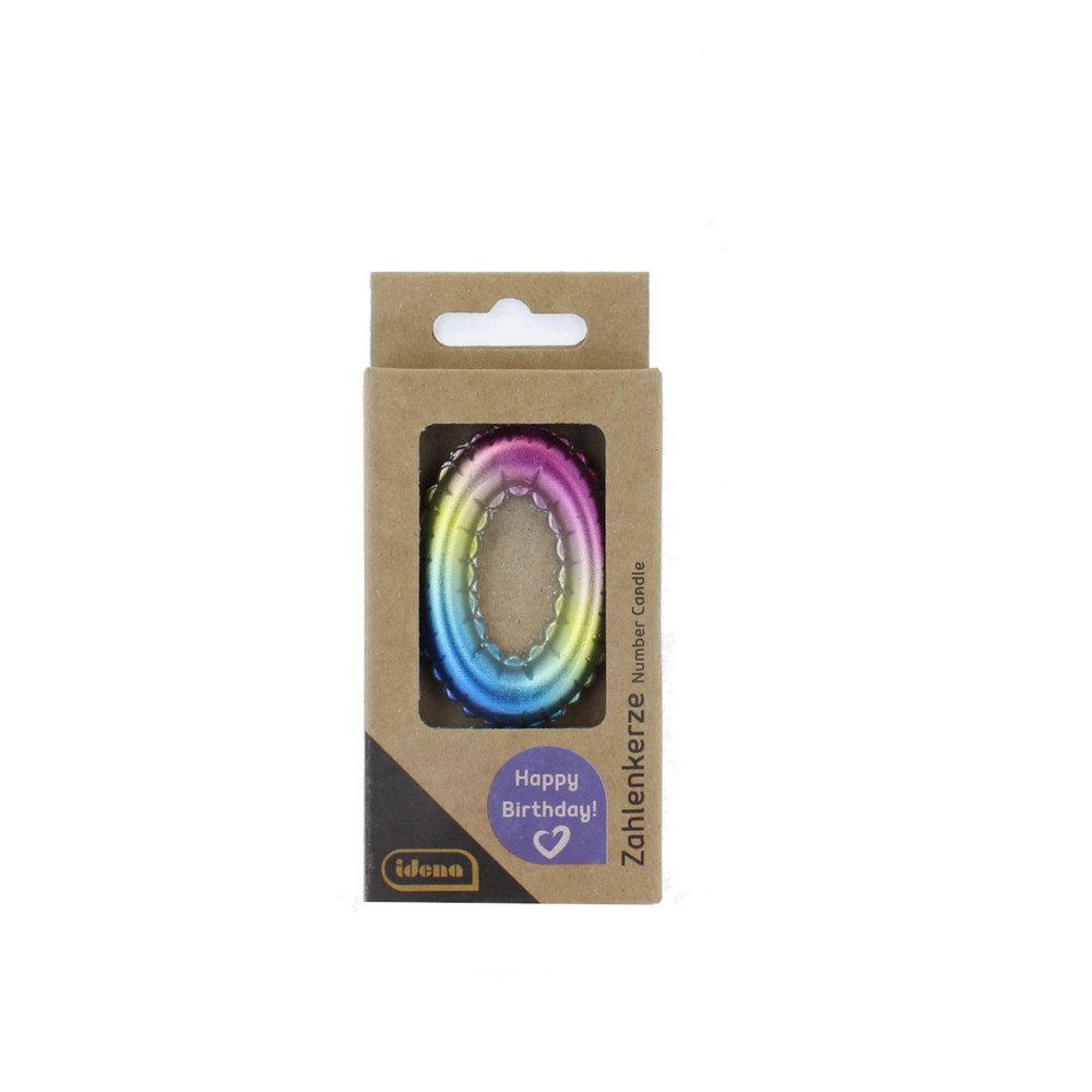 Iden Geburtstagskerze Zahlenkerze 0 metallic bunt