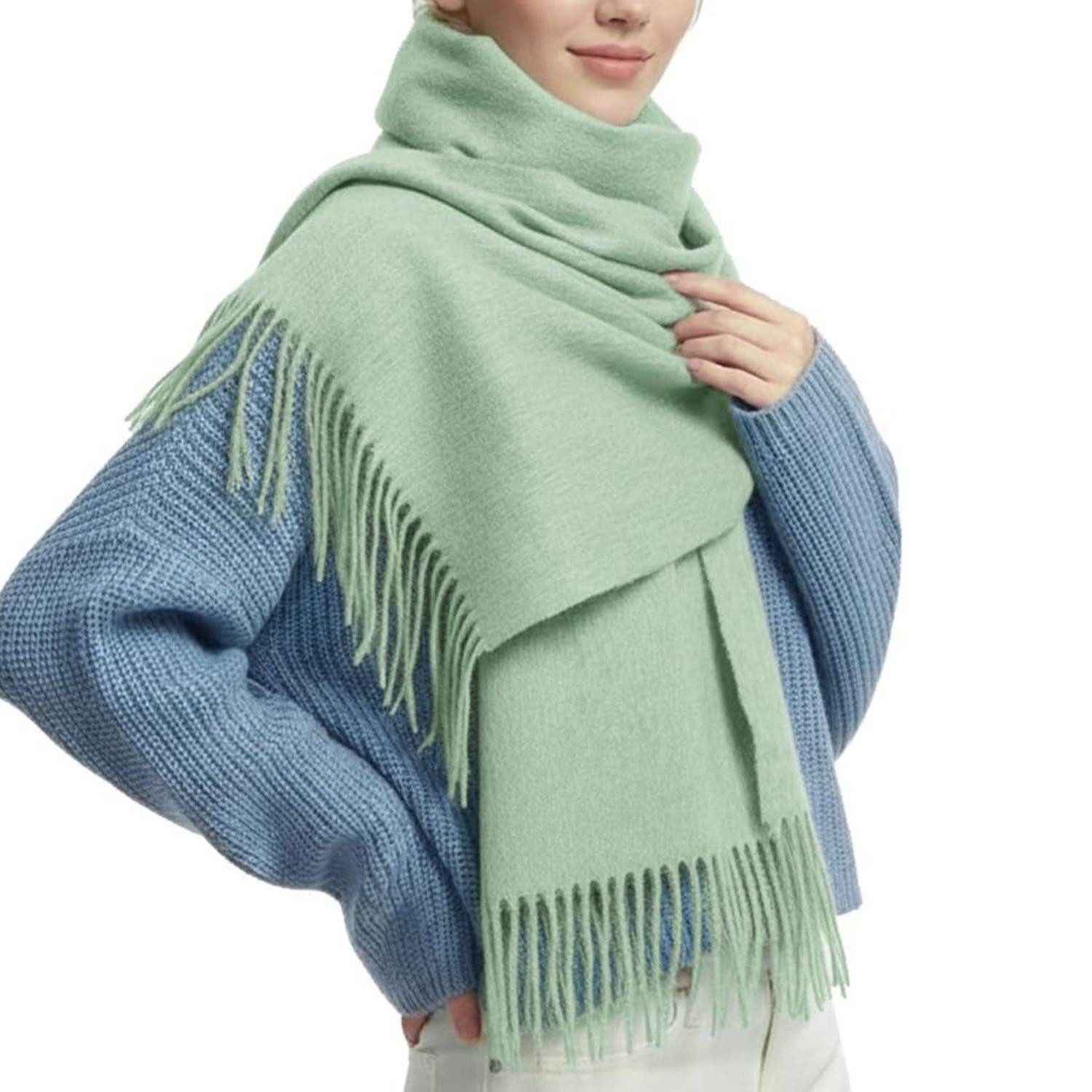 LuxusKollektion Wollschal Wollschal Damen Kaschmir-Gefühl 200x70cm Mintgrün, (1-St)