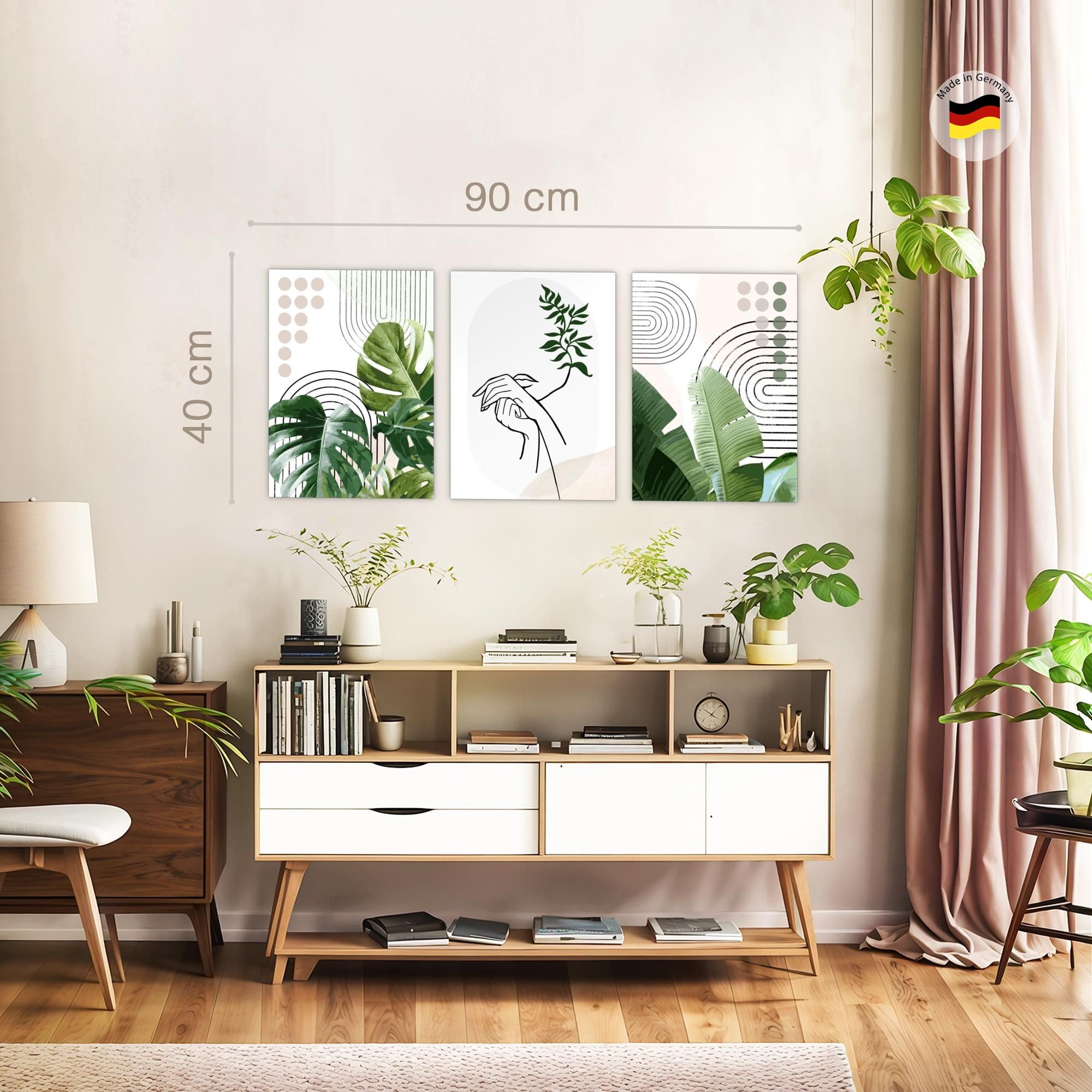 Novart Wandbild Wandbilder Wohnzimmer Modern Abstrakt Figuren Blätter – Bild 3 von 5