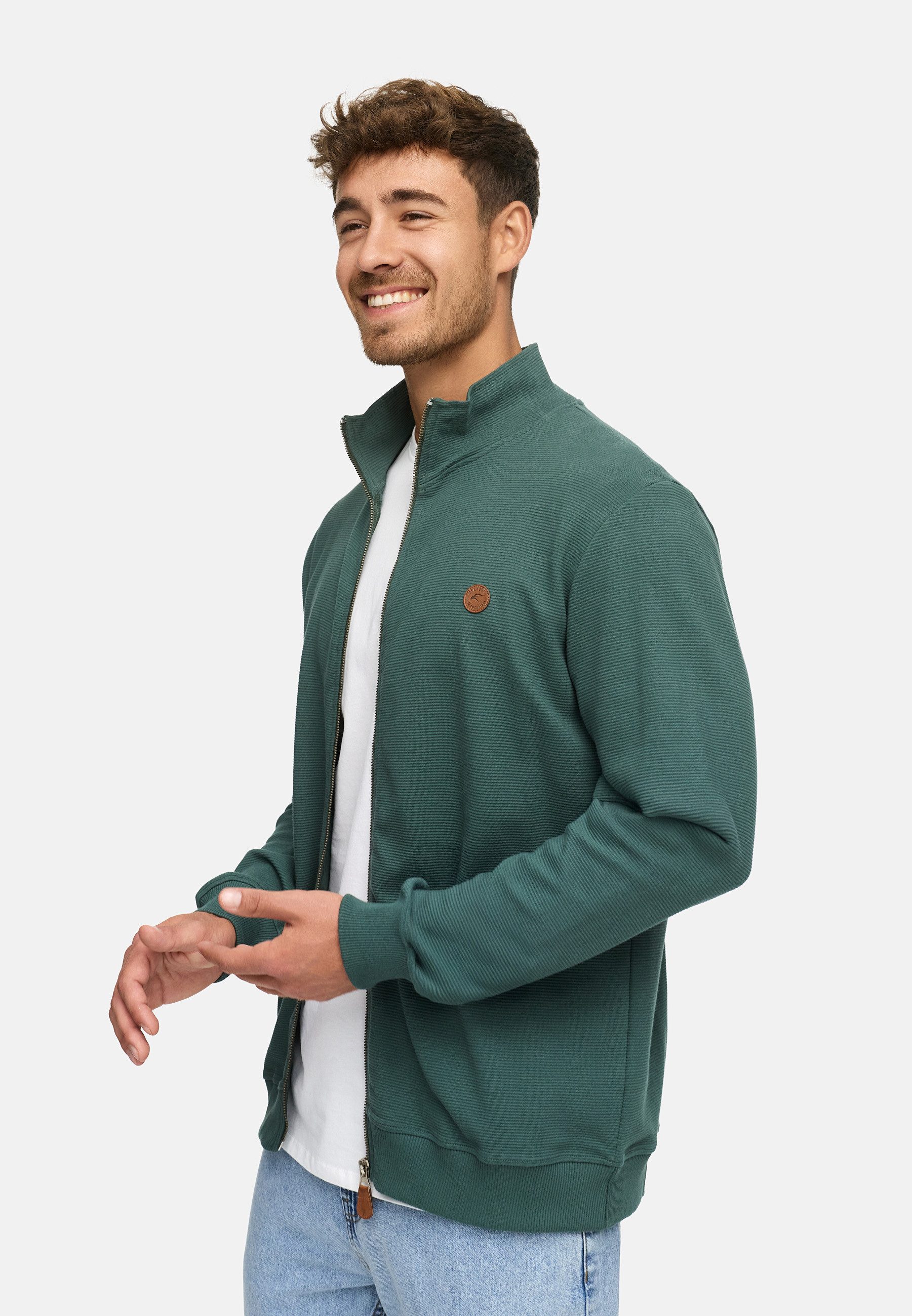 INDICODE Sweatjacke Herren INGuadalupe Cardigan Herrenstrickjacke mit dezentem Logoprint auf der Brust – Bild 3 von 5