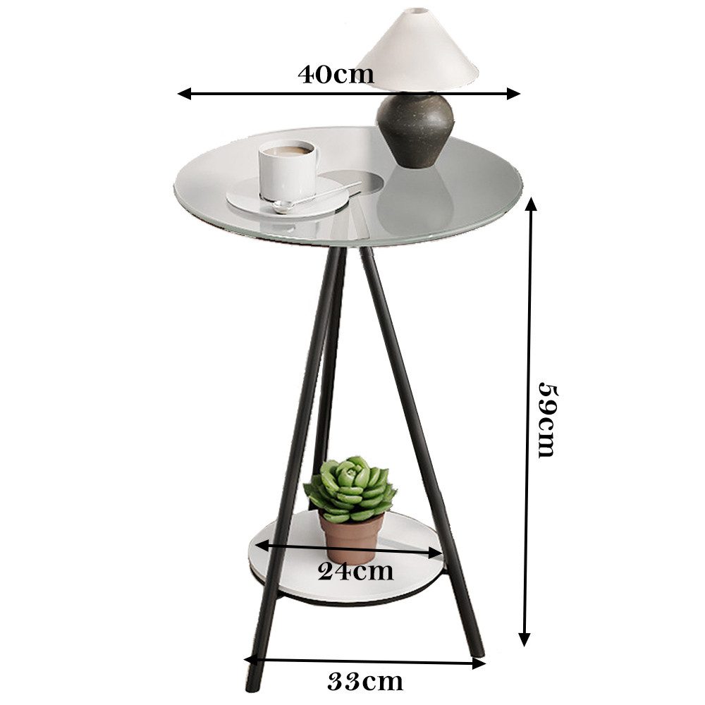 NUODWELL Beistelltisch Couchtisch Rund Glas Beistelltisch,2 tagen Minimalis günstig online kaufen