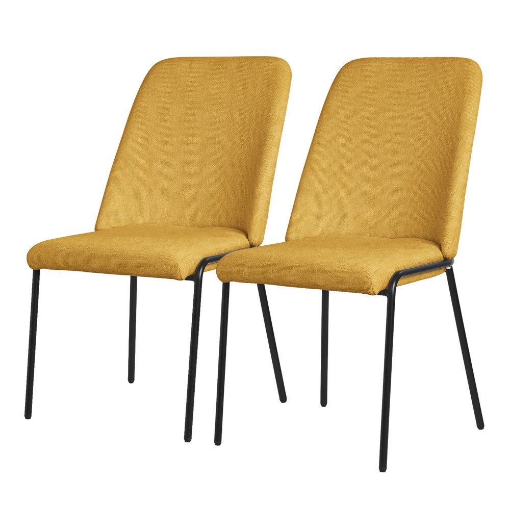 ML-DESIGN Polsterstuhl Esszimmerstühle mit Rückenlehne moderne Design Lounge Küchenstühle (2 St), Esstischstühle 2er Set Senf Küchenstuhl Stahl Polyester bis 120 kg